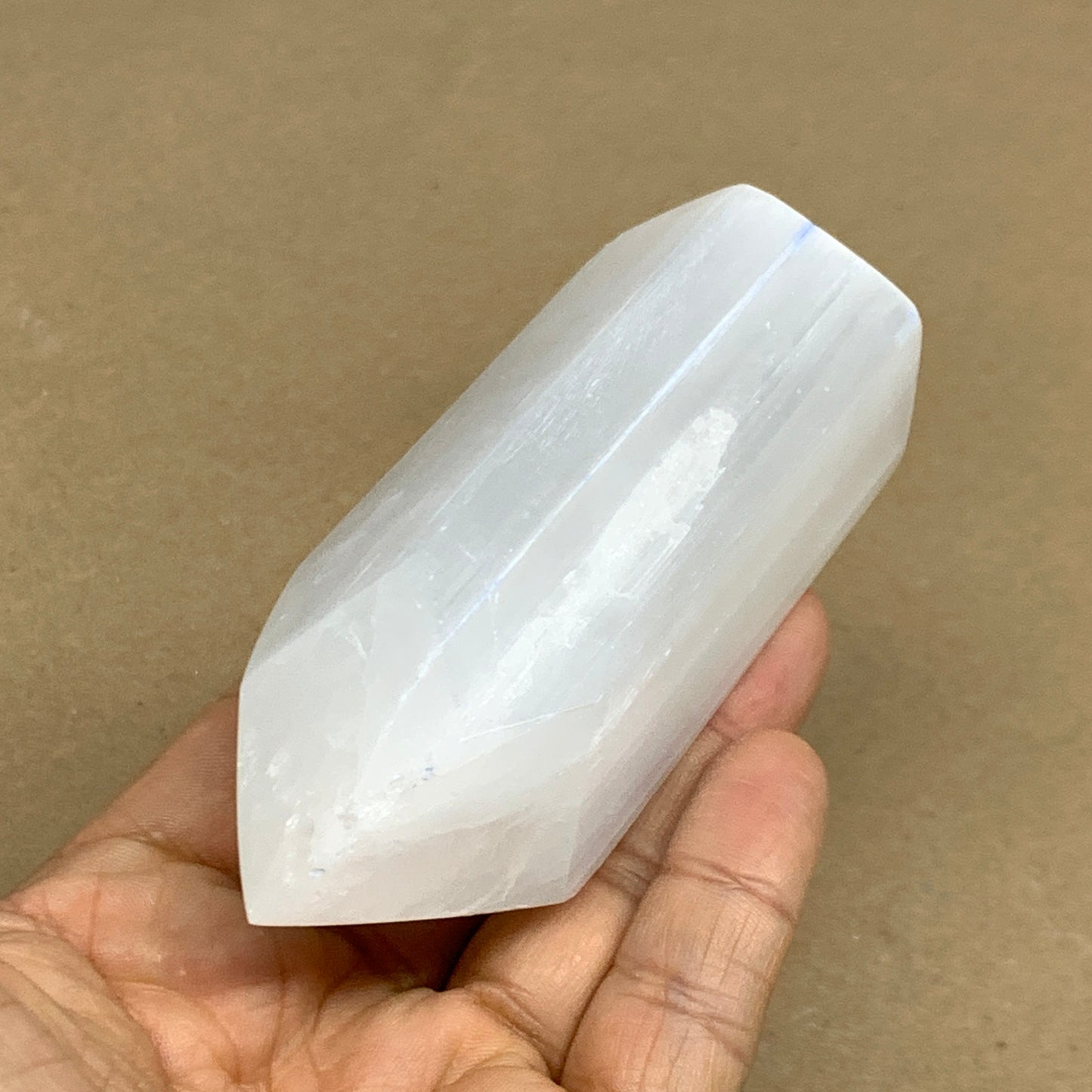 197g, 3.8"x1.6", Selenite (Satin Spar) Crystal Tower Point, B36026