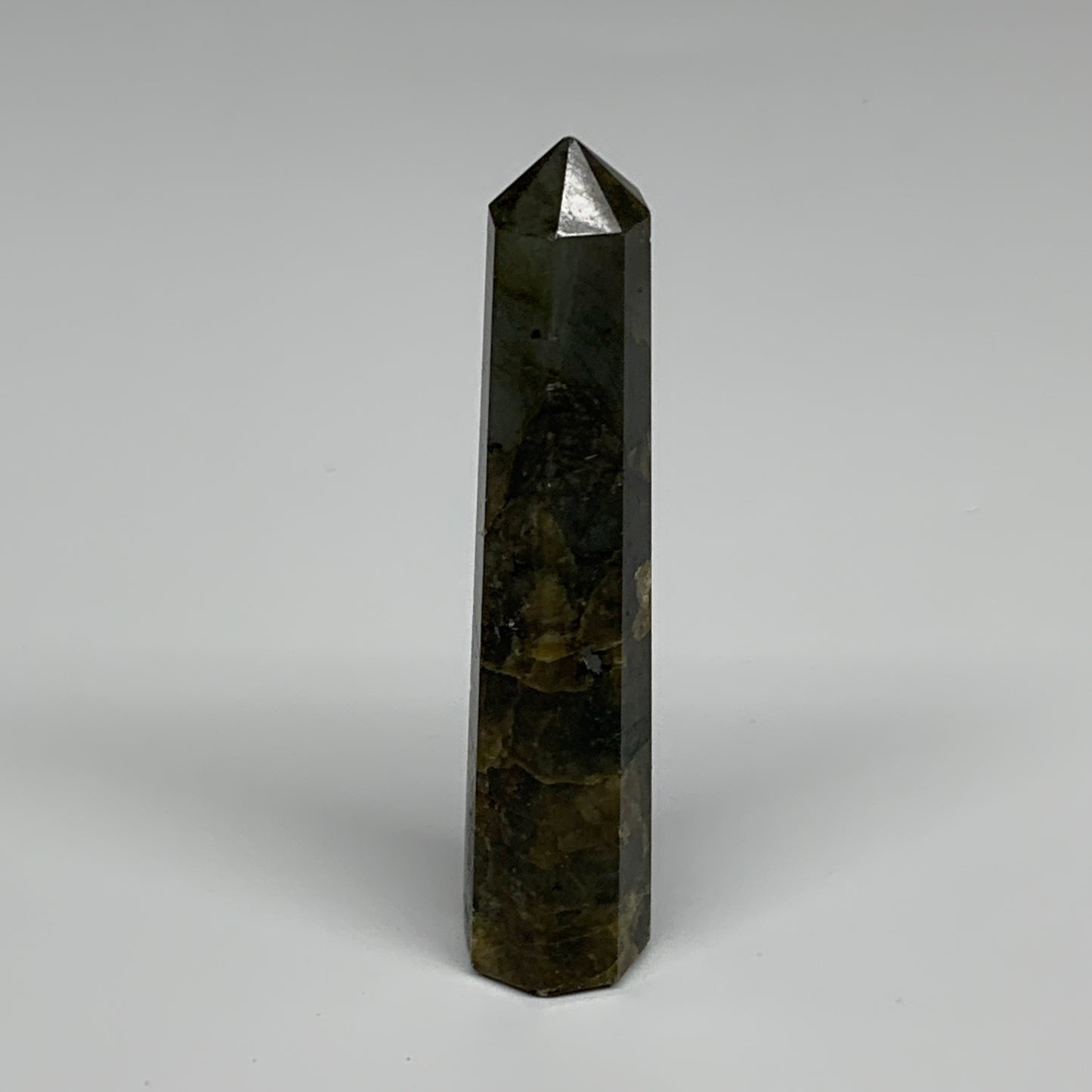 66.5g, 3.9"x0.8", Labradorite Tower Point Crystal @Madagascar, B31293