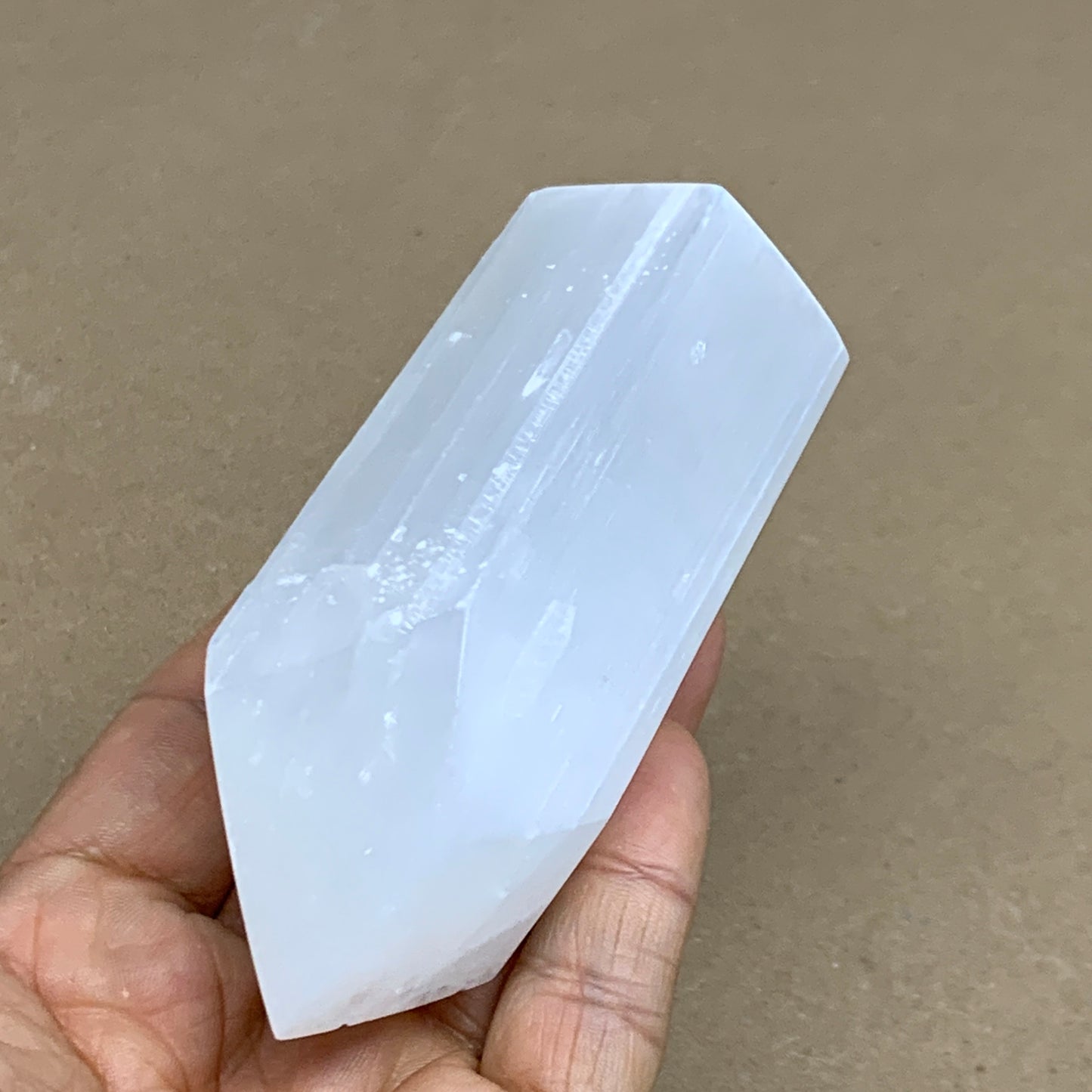 197g, 3.8"x1.6", Selenite (Satin Spar) Crystal Tower Point, B36026