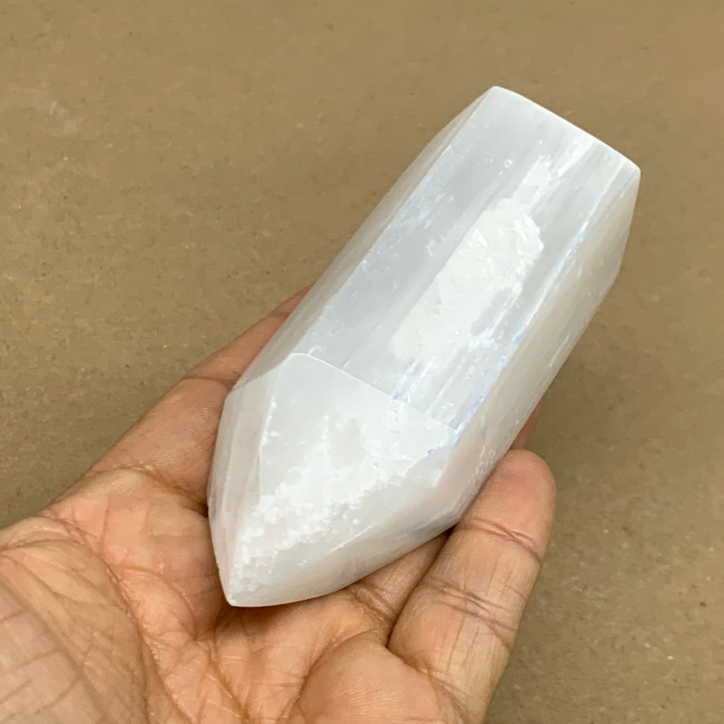 197g, 3.8"x1.6", Selenite (Satin Spar) Crystal Tower Point, B36026