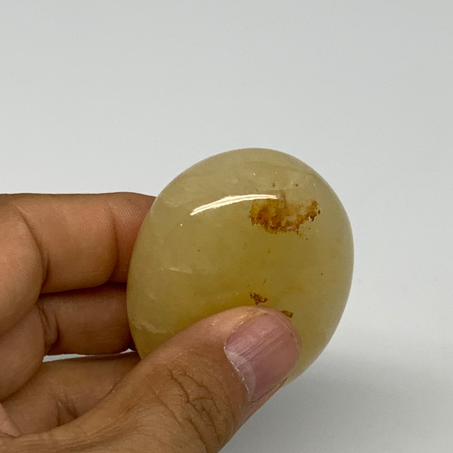 85.1g,2.1"x1.7"x0.9", Yellow Aventurine Palm-Stone Crystal Stone @India,B29732