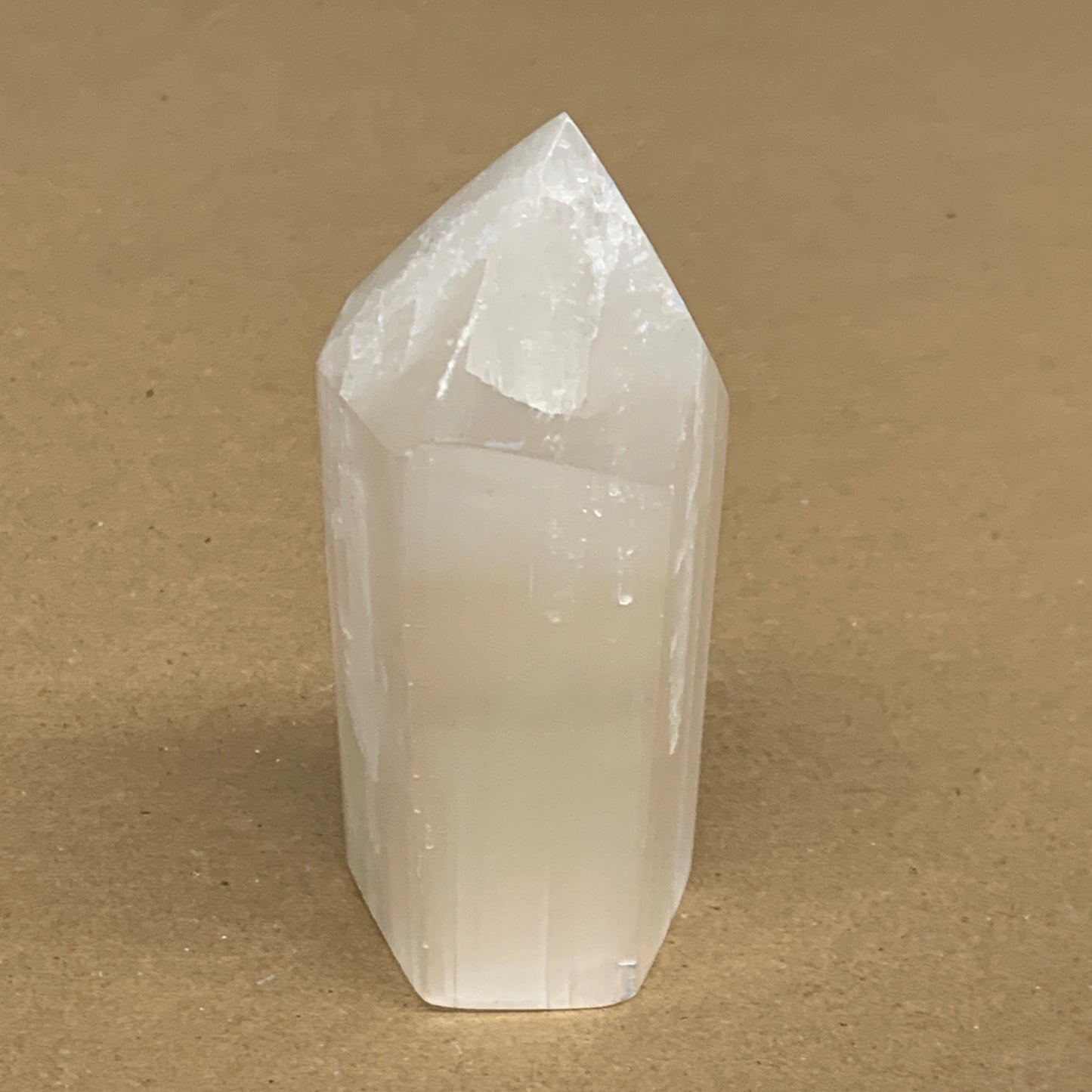 197g, 3.8"x1.6", Selenite (Satin Spar) Crystal Tower Point, B36026