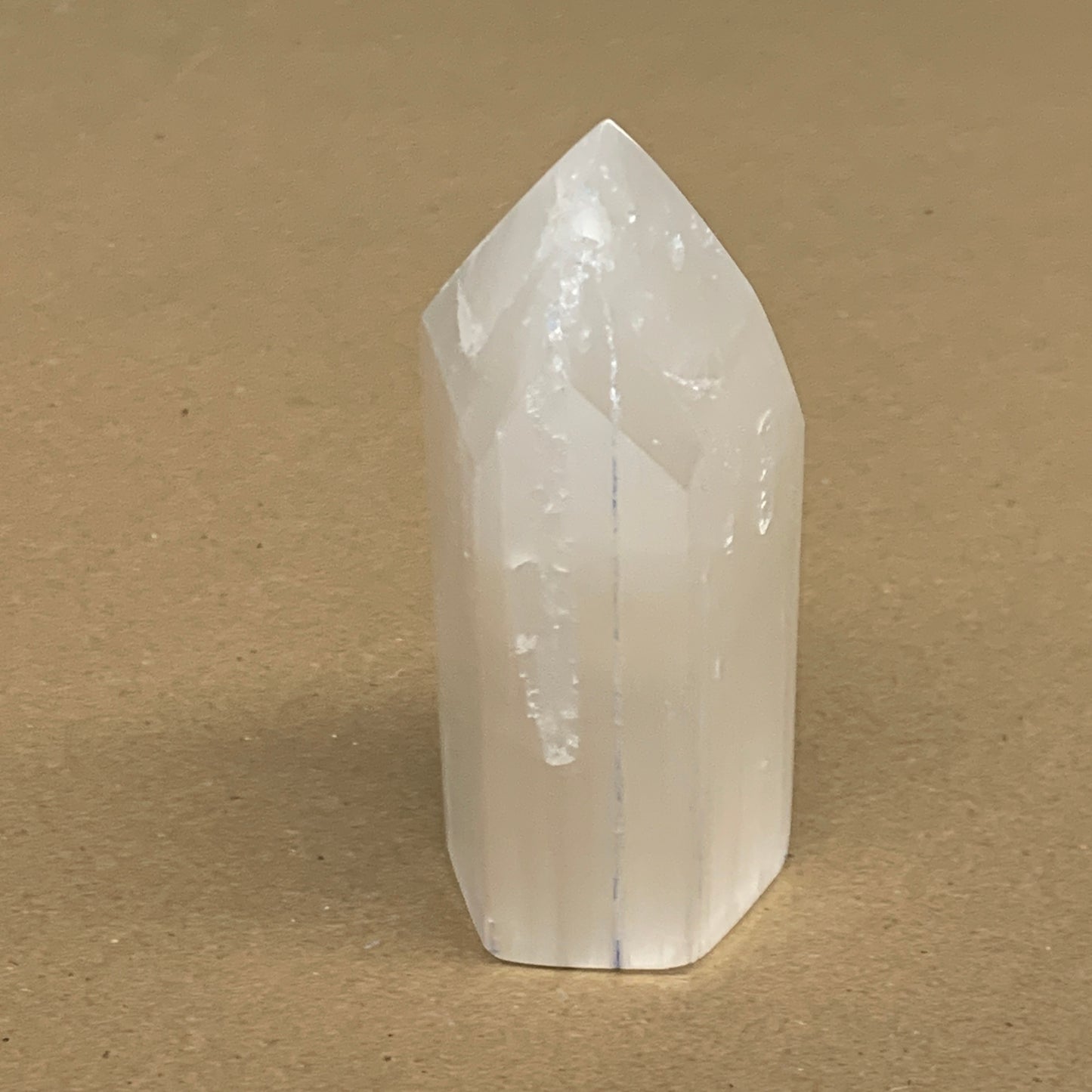 197g, 3.8"x1.6", Selenite (Satin Spar) Crystal Tower Point, B36026