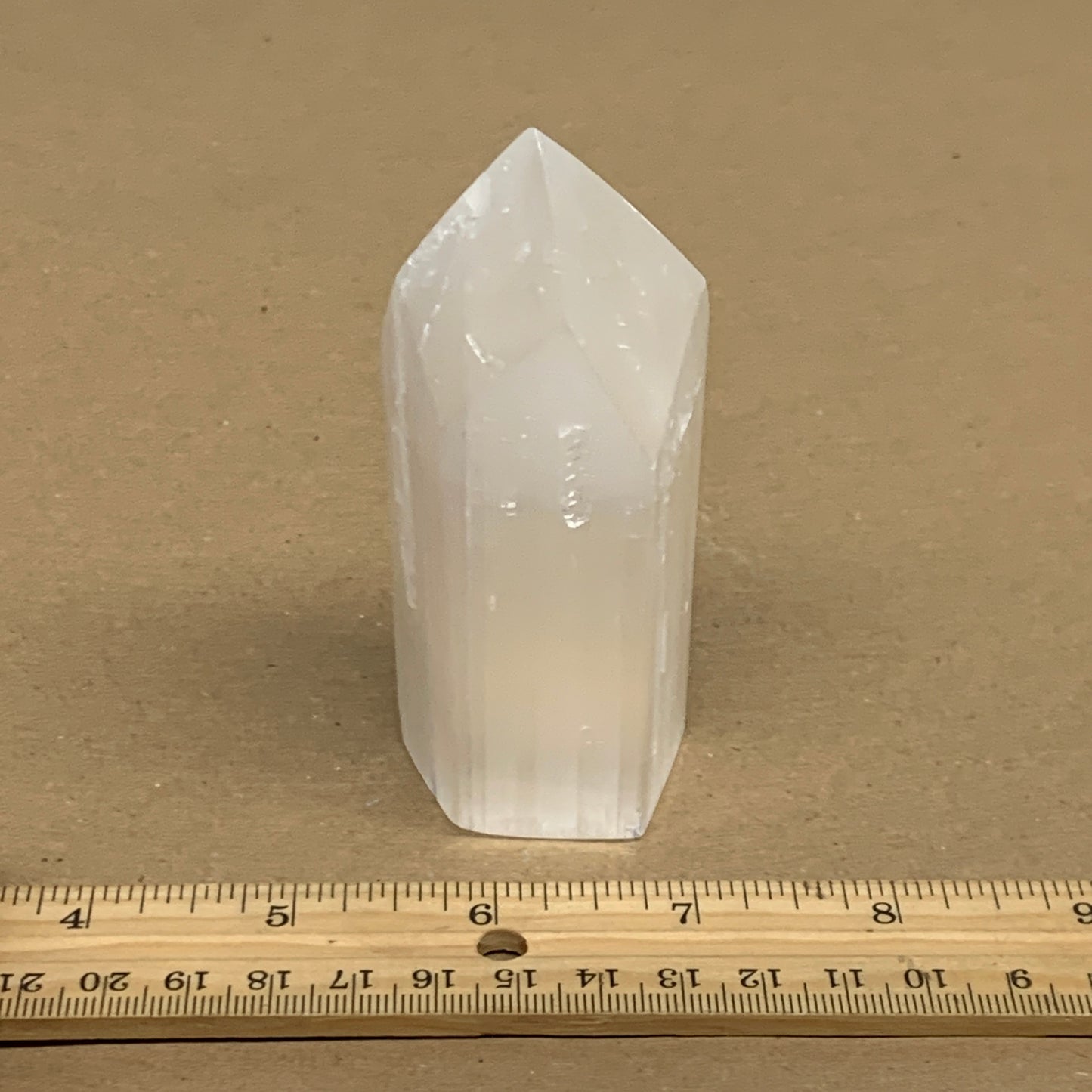 197g, 3.8"x1.6", Selenite (Satin Spar) Crystal Tower Point, B36026