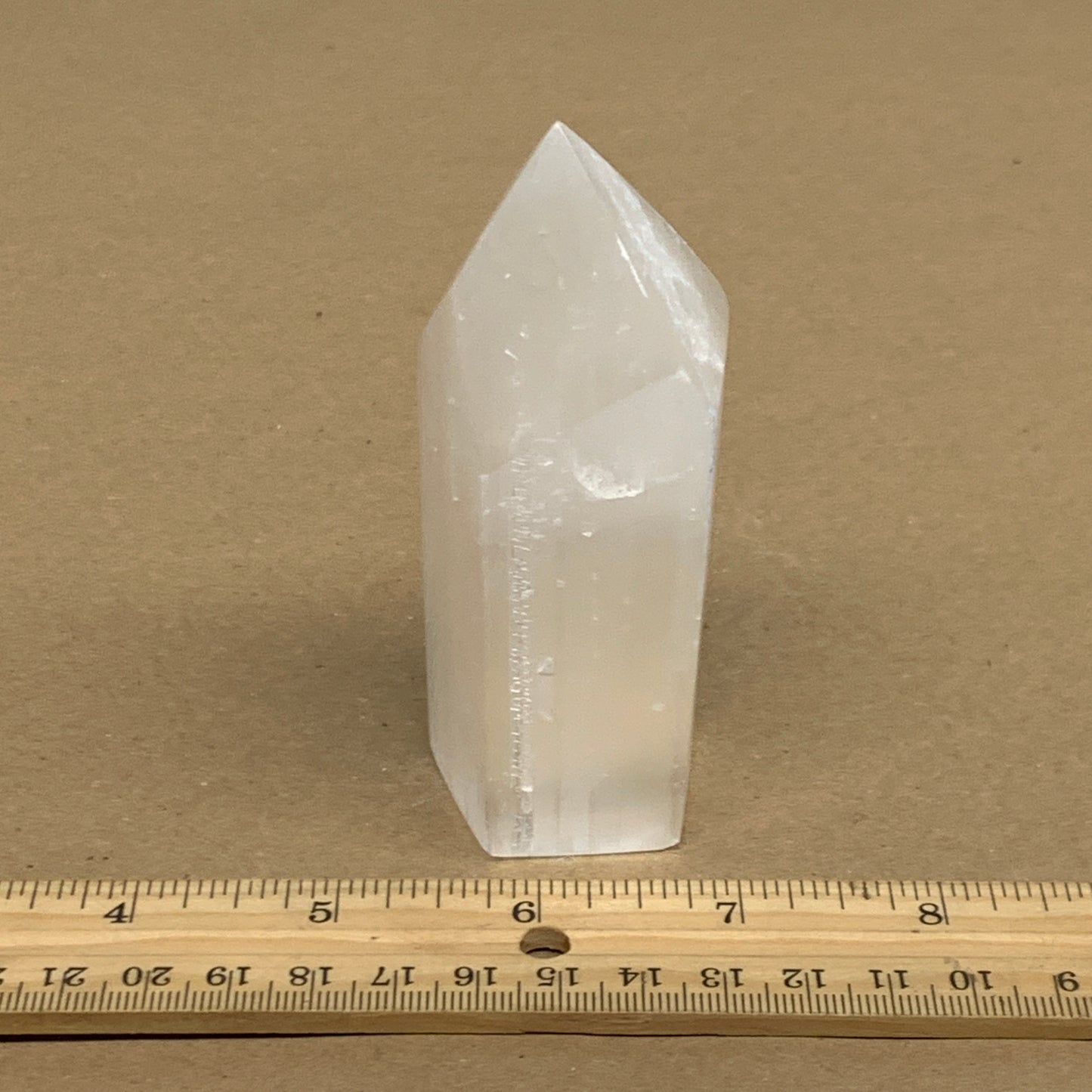 197g, 3.8"x1.6", Selenite (Satin Spar) Crystal Tower Point, B36026