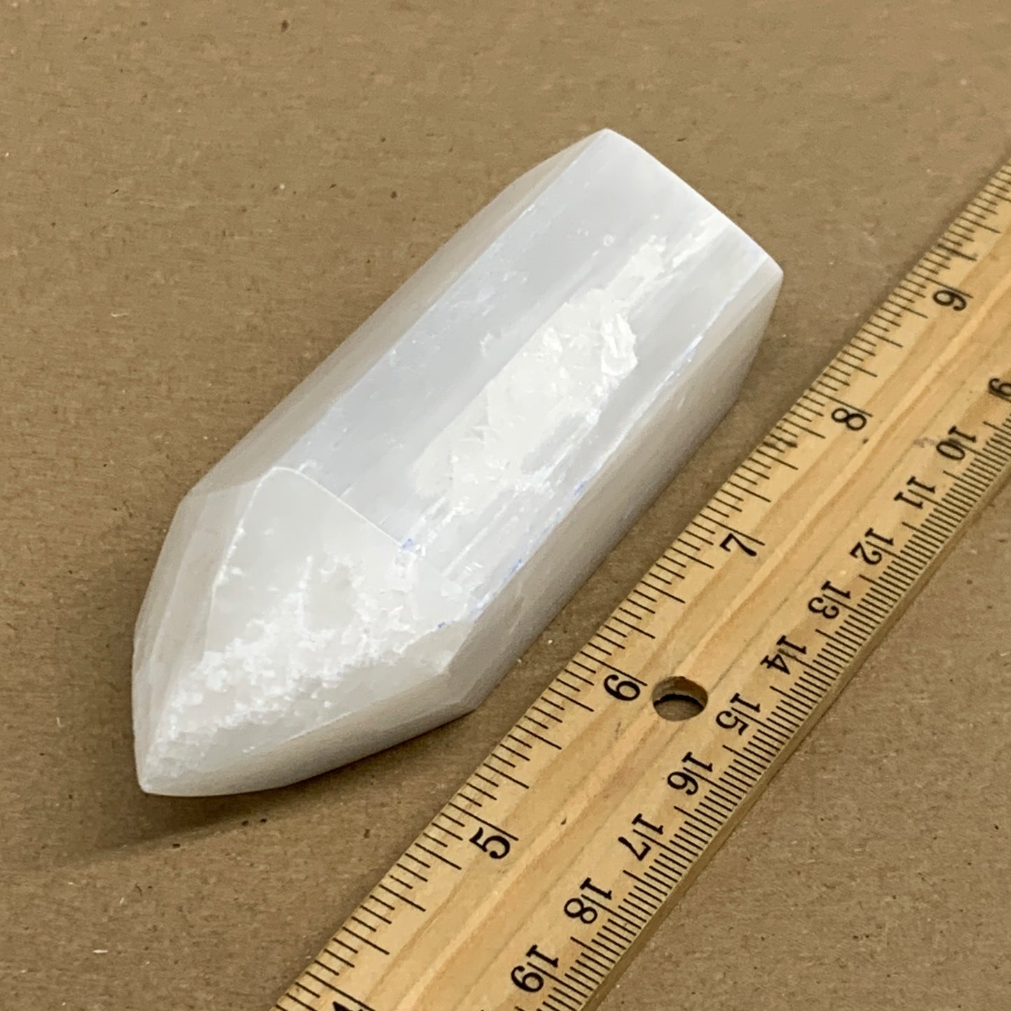 197g, 3.8"x1.6", Selenite (Satin Spar) Crystal Tower Point, B36026
