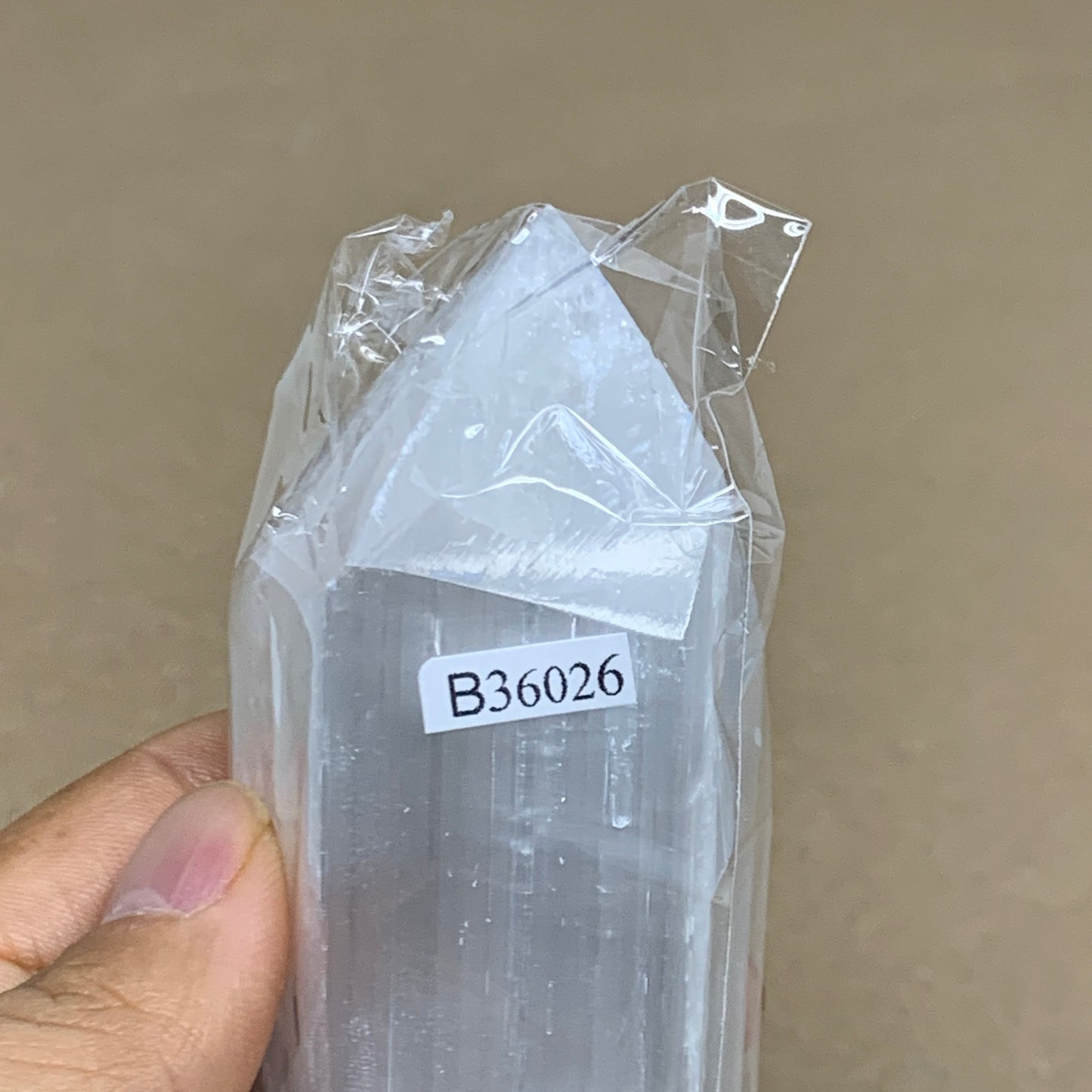 197g, 3.8"x1.6", Selenite (Satin Spar) Crystal Tower Point, B36026