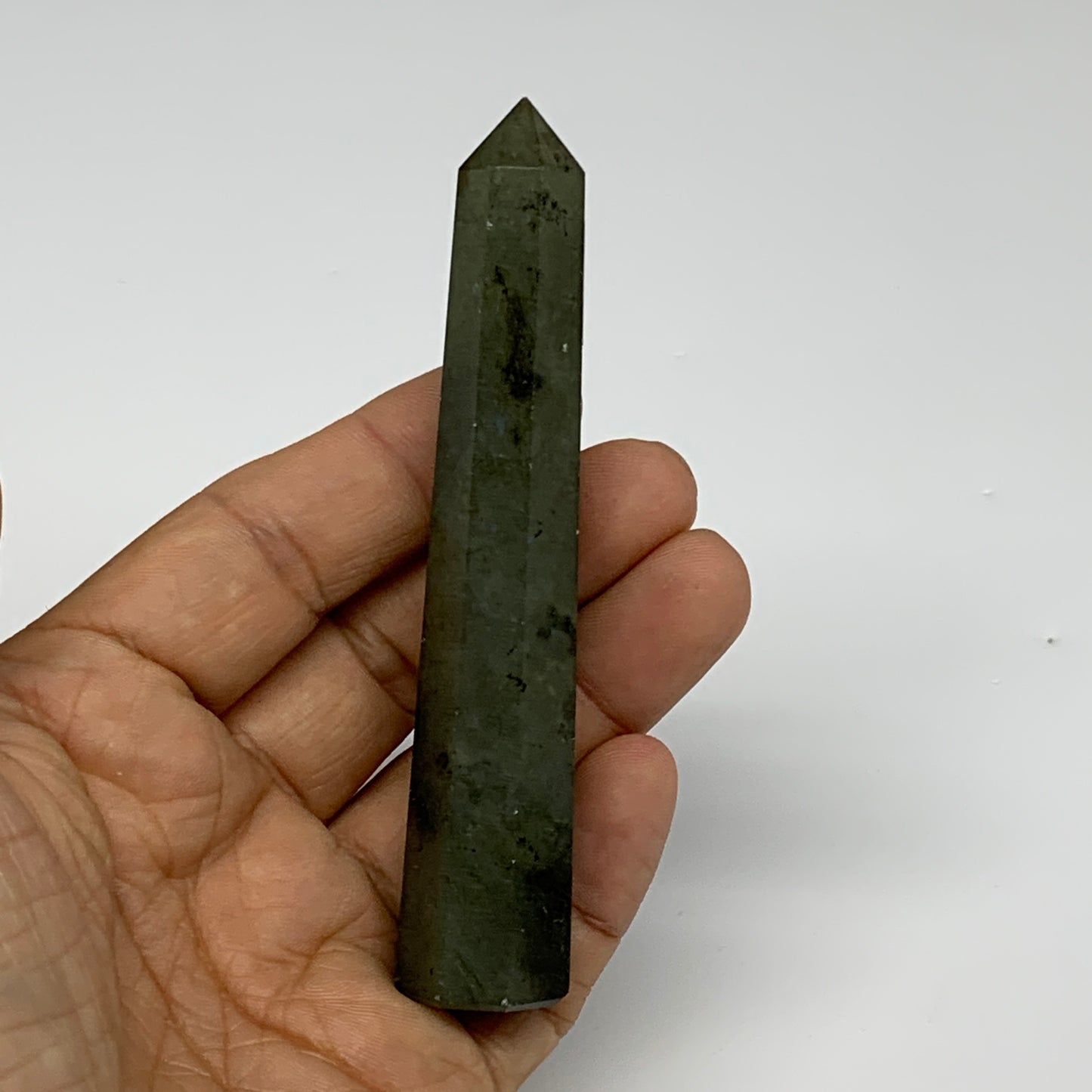 58.19g, 3.9"x0.7", Labradorite Tower Point Crystal @Madagascar, B31294