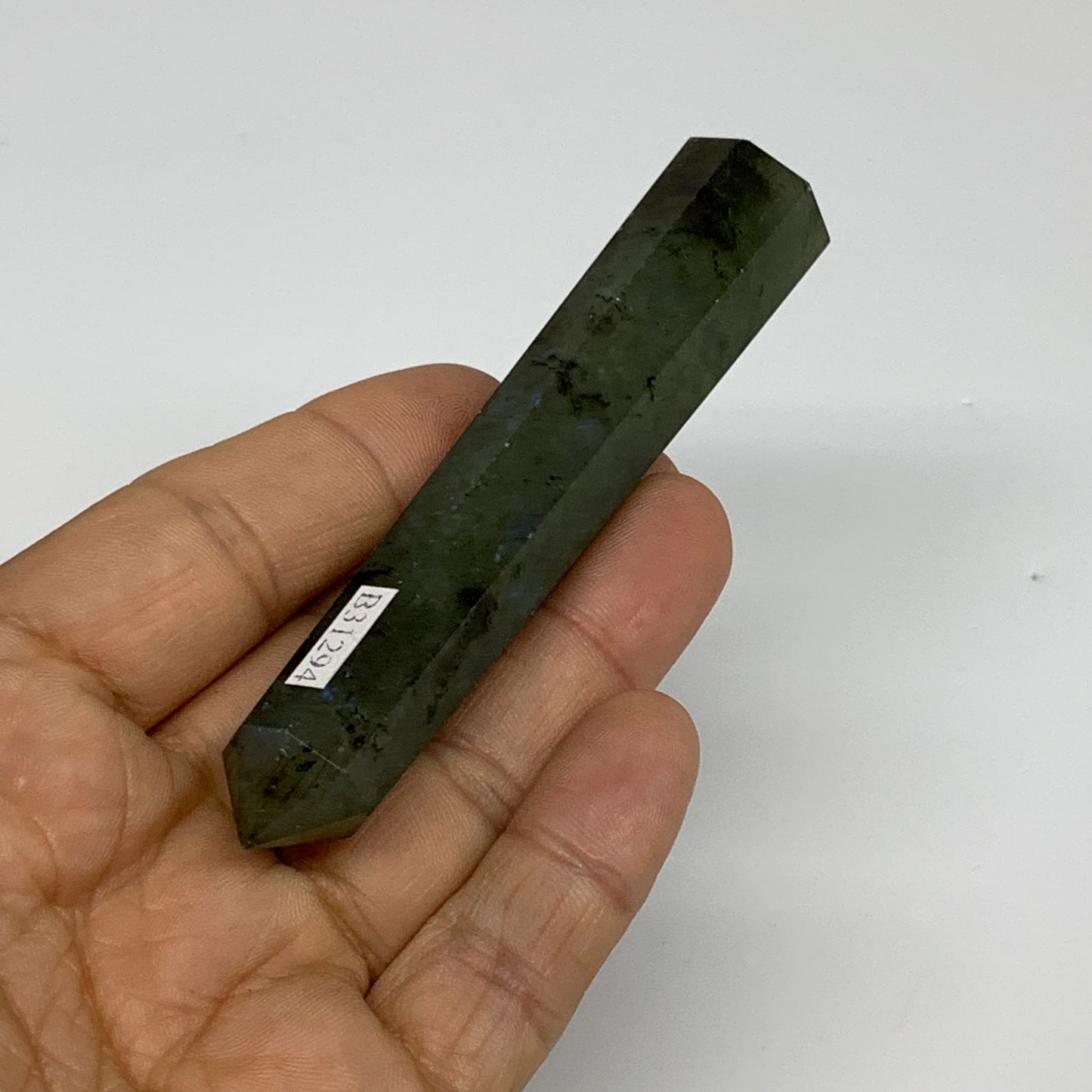 58.19g, 3.9"x0.7", Labradorite Tower Point Crystal @Madagascar, B31294