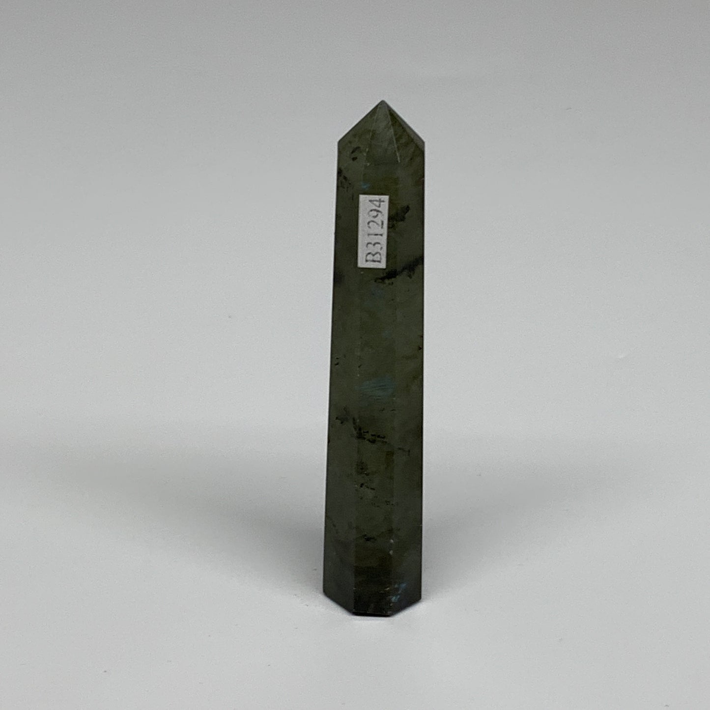 58.19g, 3.9"x0.7", Labradorite Tower Point Crystal @Madagascar, B31294