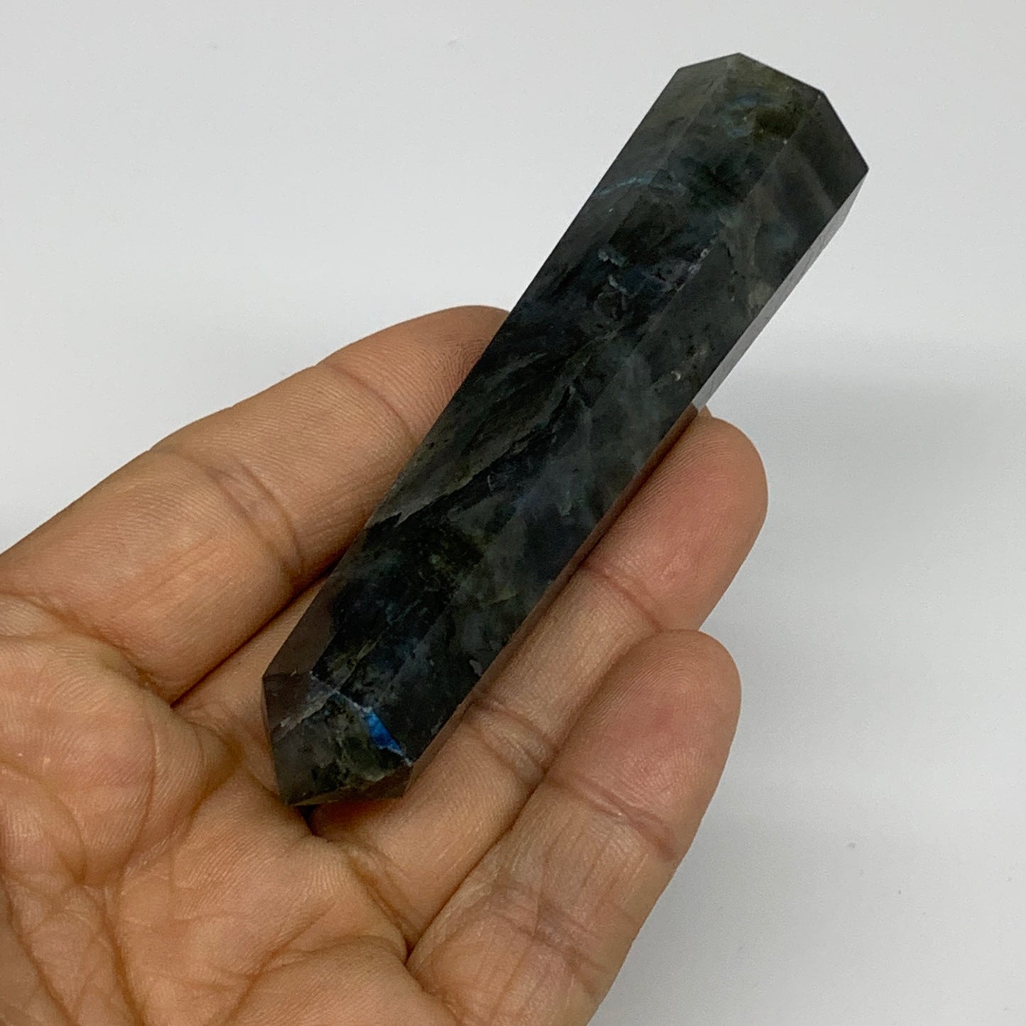74.1g, 3.9"x0.9", Labradorite Tower Point Crystal @Madagascar, B31295