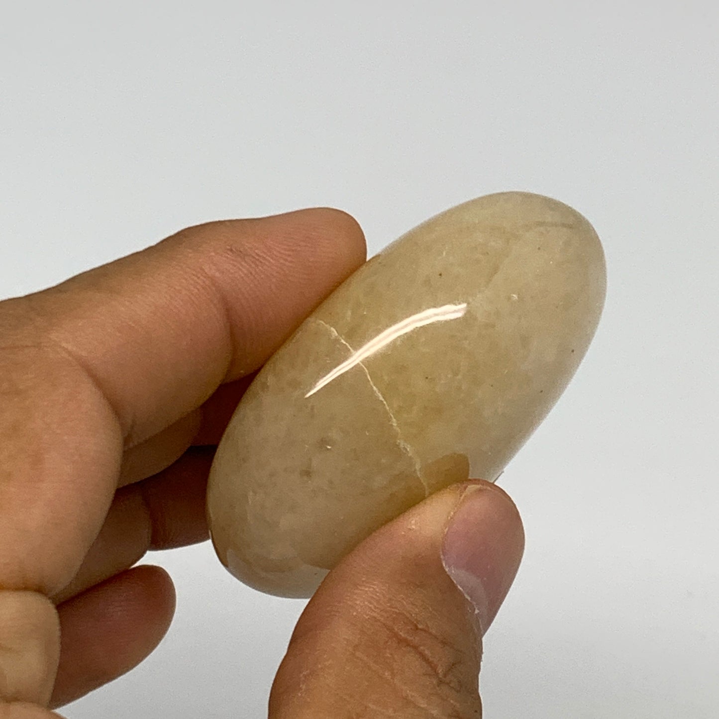 74.3g,2.1"x1.7"x0.9", Yellow Aventurine Palm-Stone Crystal Stone @India,B29734