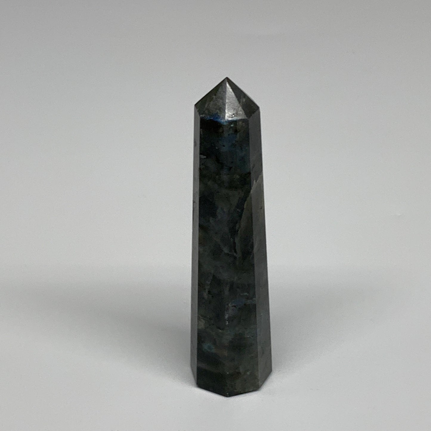 74.1g, 3.9"x0.9", Labradorite Tower Point Crystal @Madagascar, B31295