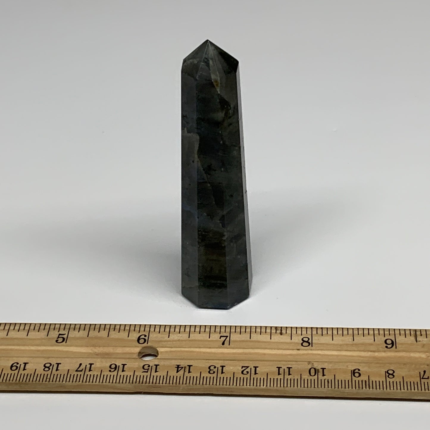 74.1g, 3.9"x0.9", Labradorite Tower Point Crystal @Madagascar, B31295