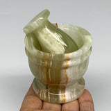 0.69 lbs, 2.2"x2.5", Natural Green Onyx Crystal Pestle and Mortar Handmade, B325