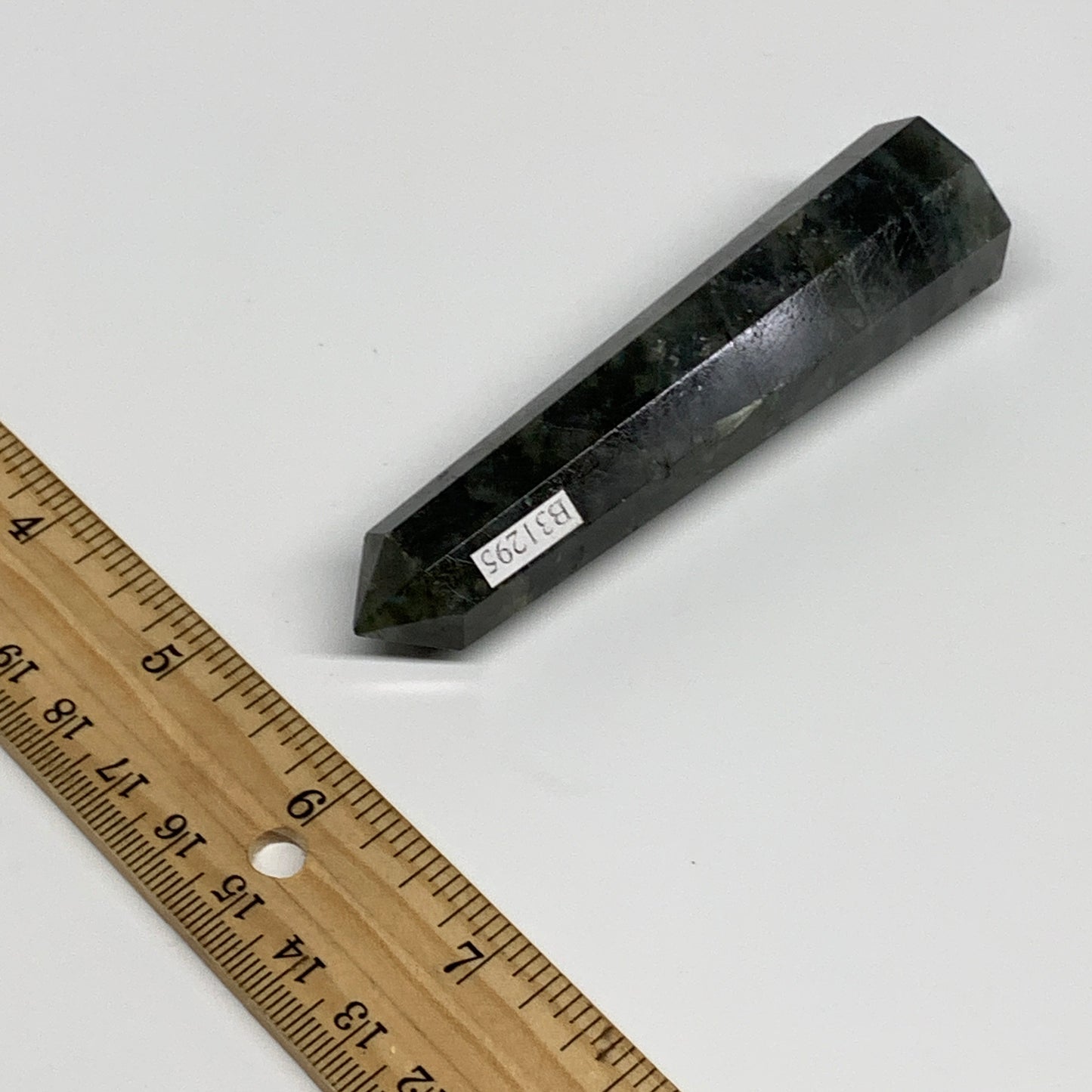 74.1g, 3.9"x0.9", Labradorite Tower Point Crystal @Madagascar, B31295