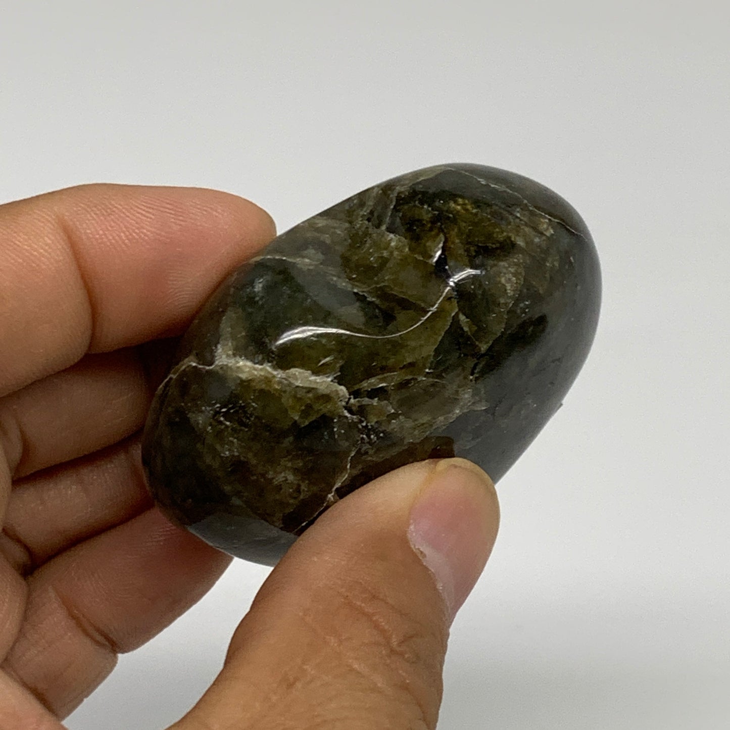 97g, 2"x2.1"x1", Natural Labradorite Heart Polished Crystal, B35423