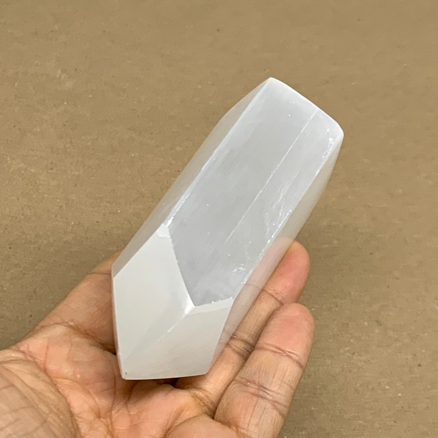 203g, 3.9"x1.6", Selenite (Satin Spar) Crystal Tower Point, B36028