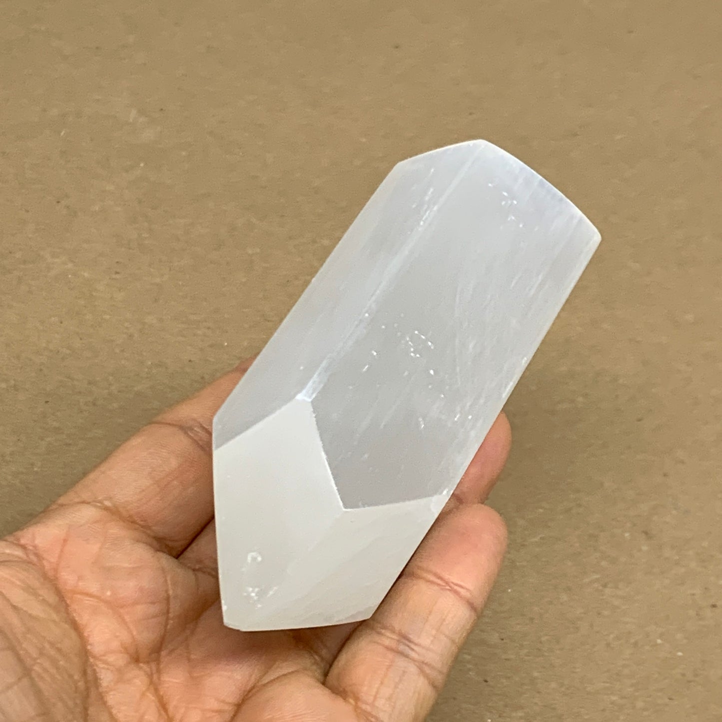 203g, 3.9"x1.6", Selenite (Satin Spar) Crystal Tower Point, B36028