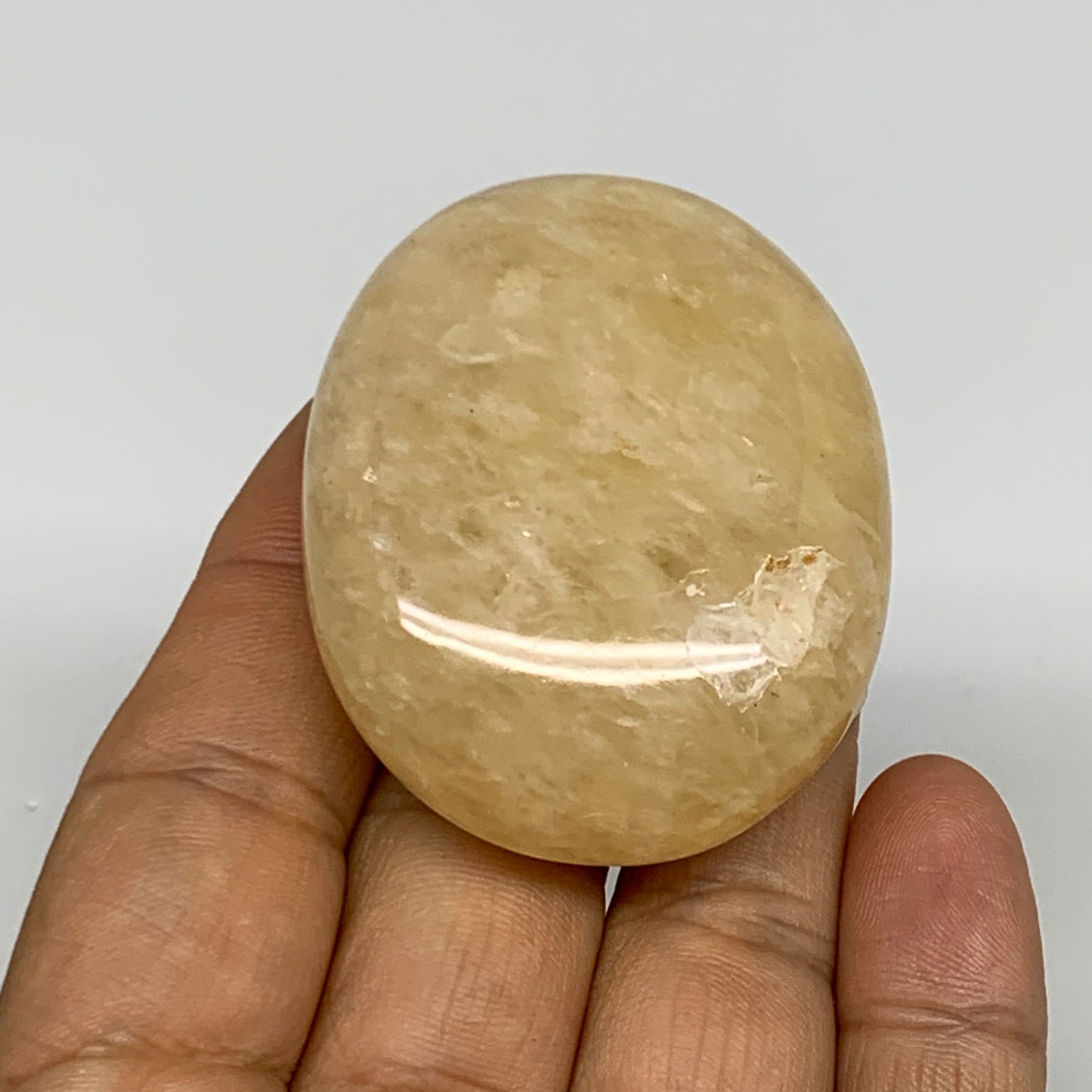 75g,2.1"x1.7"x0.8", Yellow Aventurine Palm-Stone Crystal Stone @India,B29735