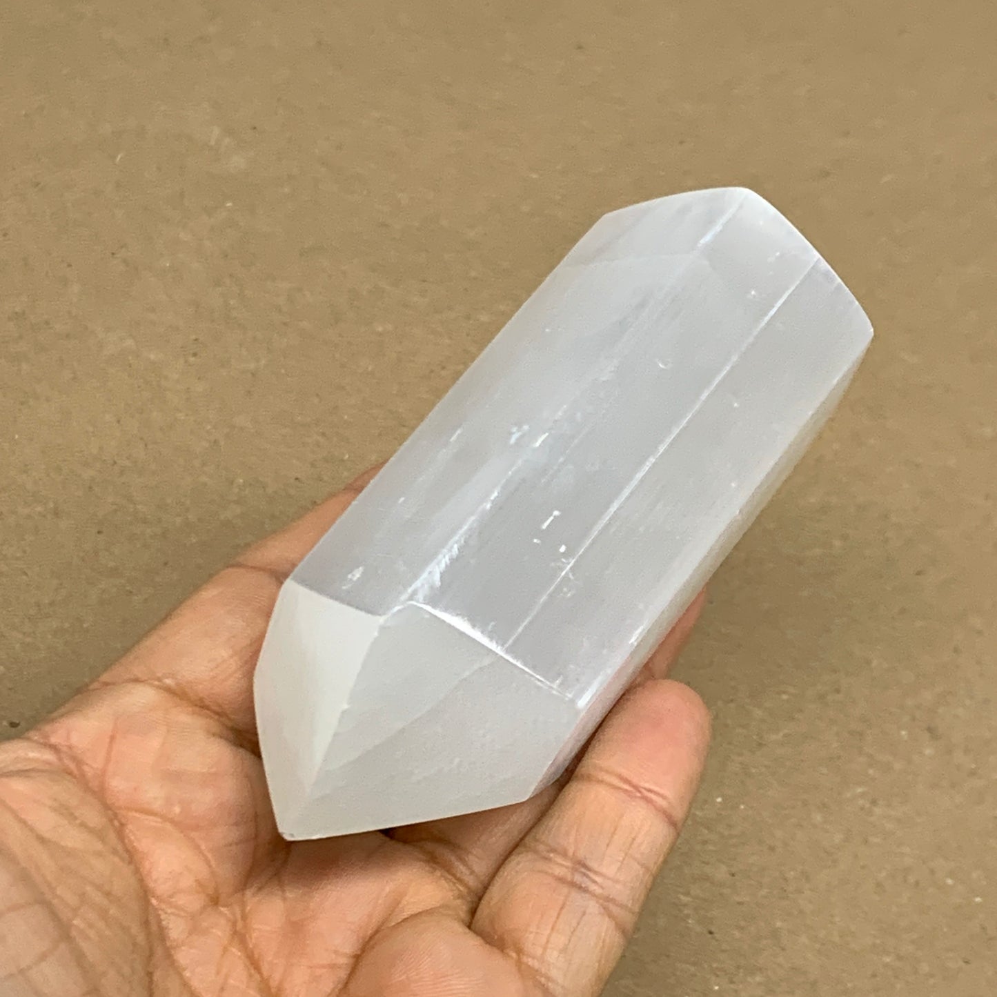 203g, 3.9"x1.6", Selenite (Satin Spar) Crystal Tower Point, B36028