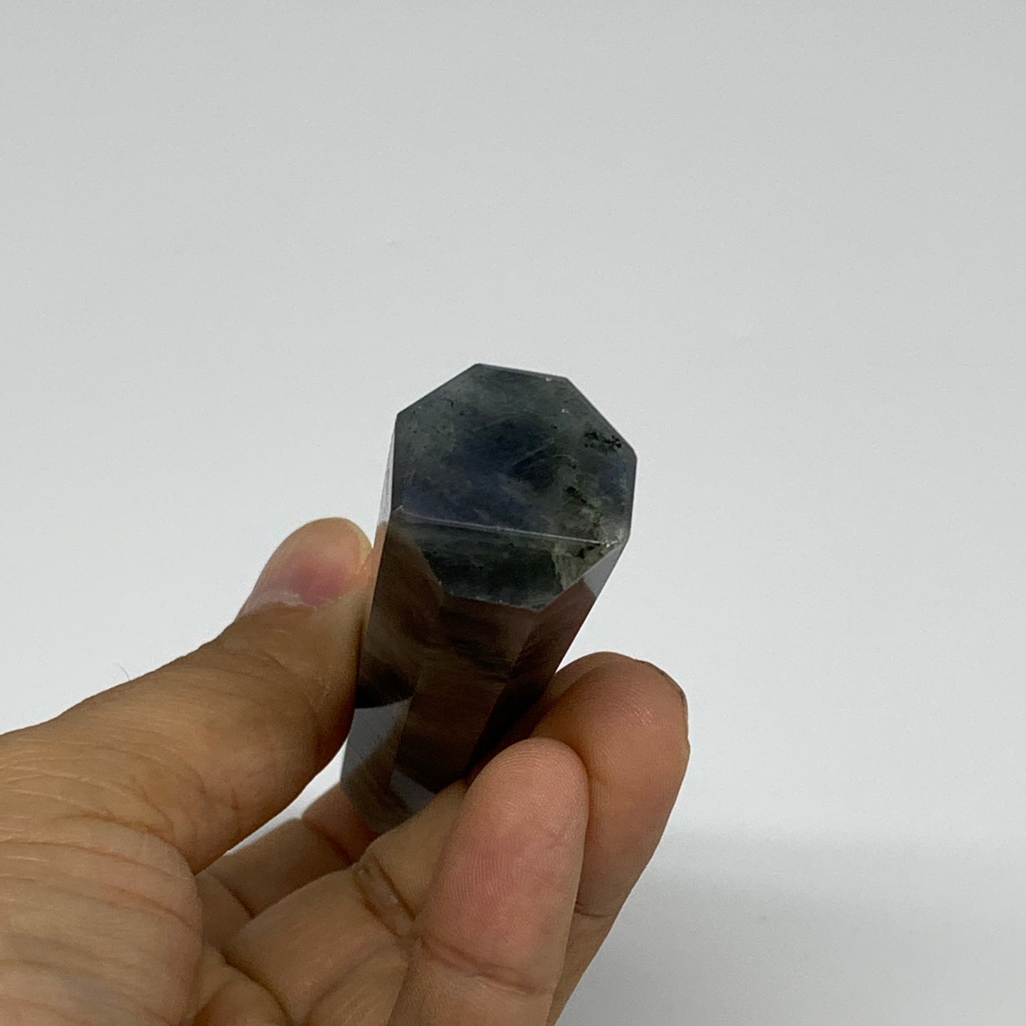 69.9g, 3.7"x0.8", Labradorite Tower Point Crystal @Madagascar, B31296