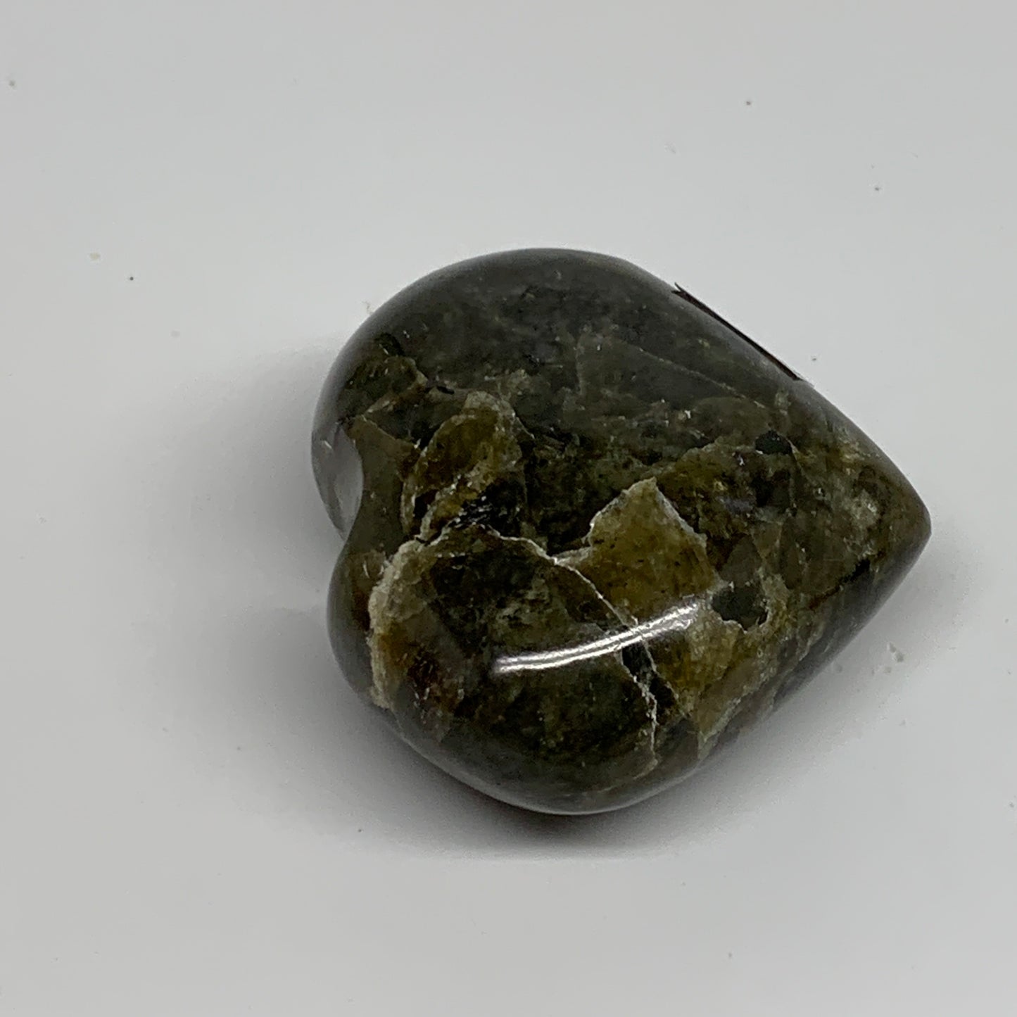 97g, 2"x2.1"x1", Natural Labradorite Heart Polished Crystal, B35423