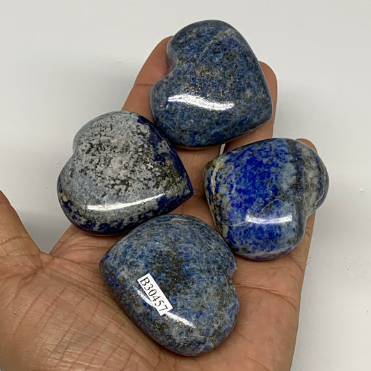 294.6g, 1.6"-1.8", 4pcs, Natural Lapis Lazuli Heart Polished Crystal, B30457