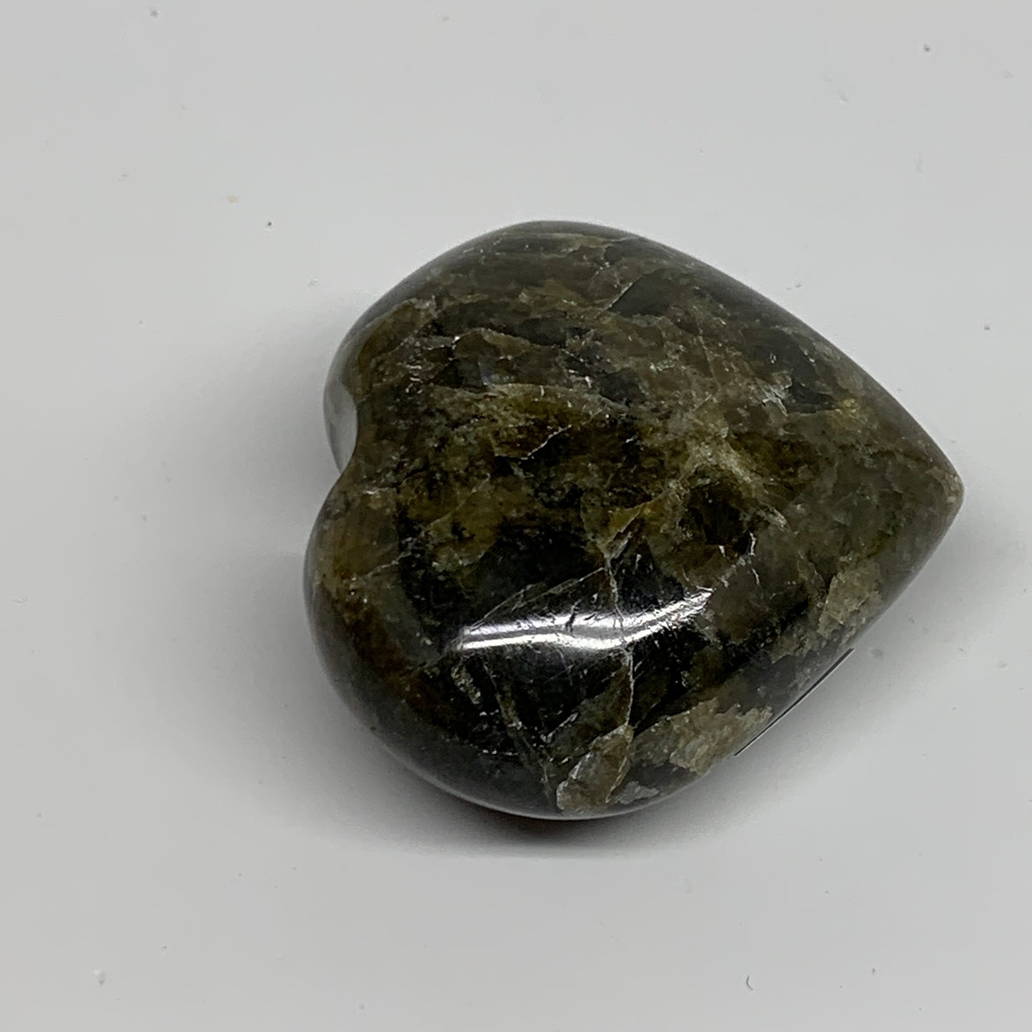 97g, 2"x2.1"x1", Natural Labradorite Heart Polished Crystal, B35423