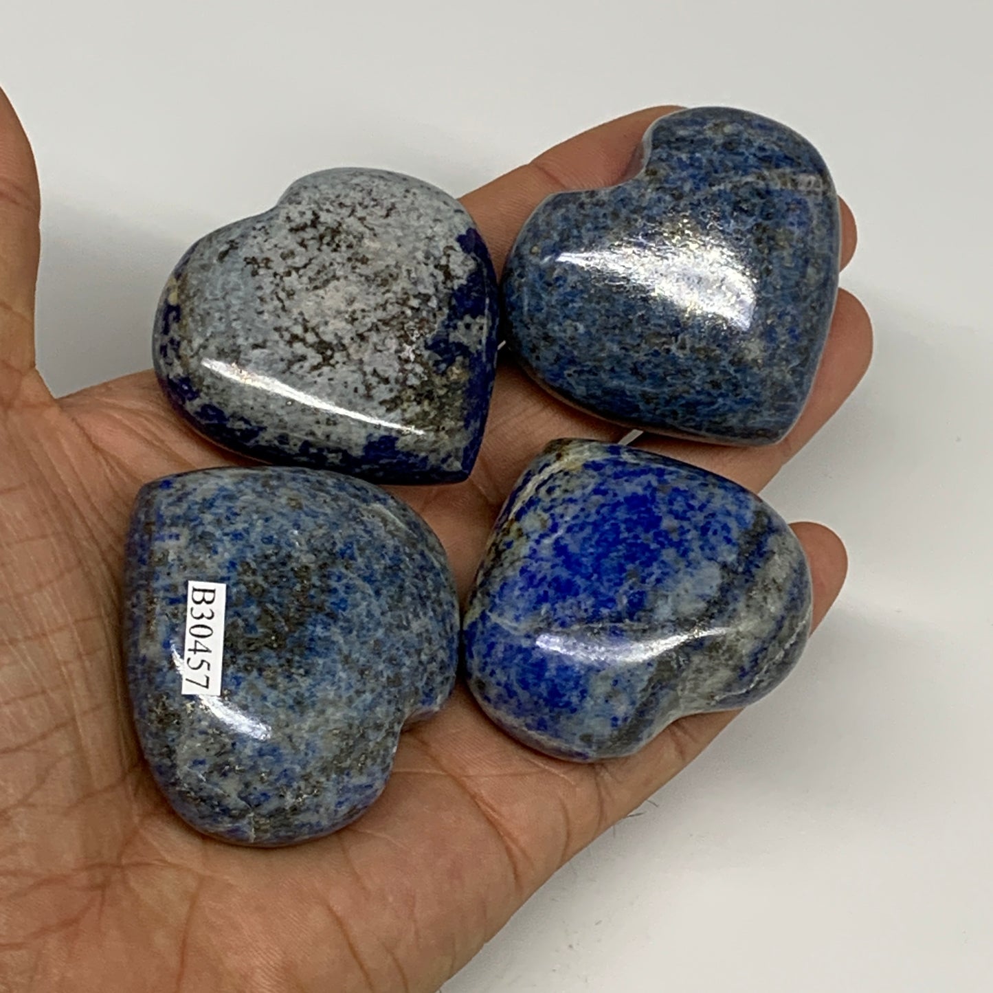 294.6g, 1.6"-1.8", 4pcs, Natural Lapis Lazuli Heart Polished Crystal, B30457