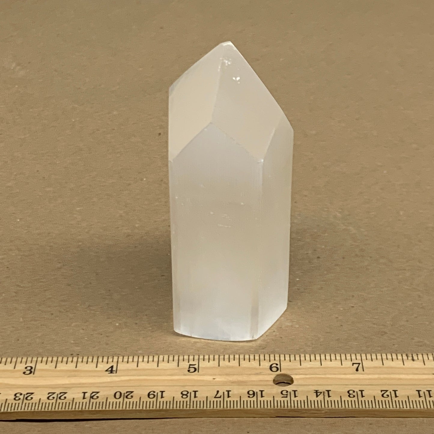 203g, 3.9"x1.6", Selenite (Satin Spar) Crystal Tower Point, B36028