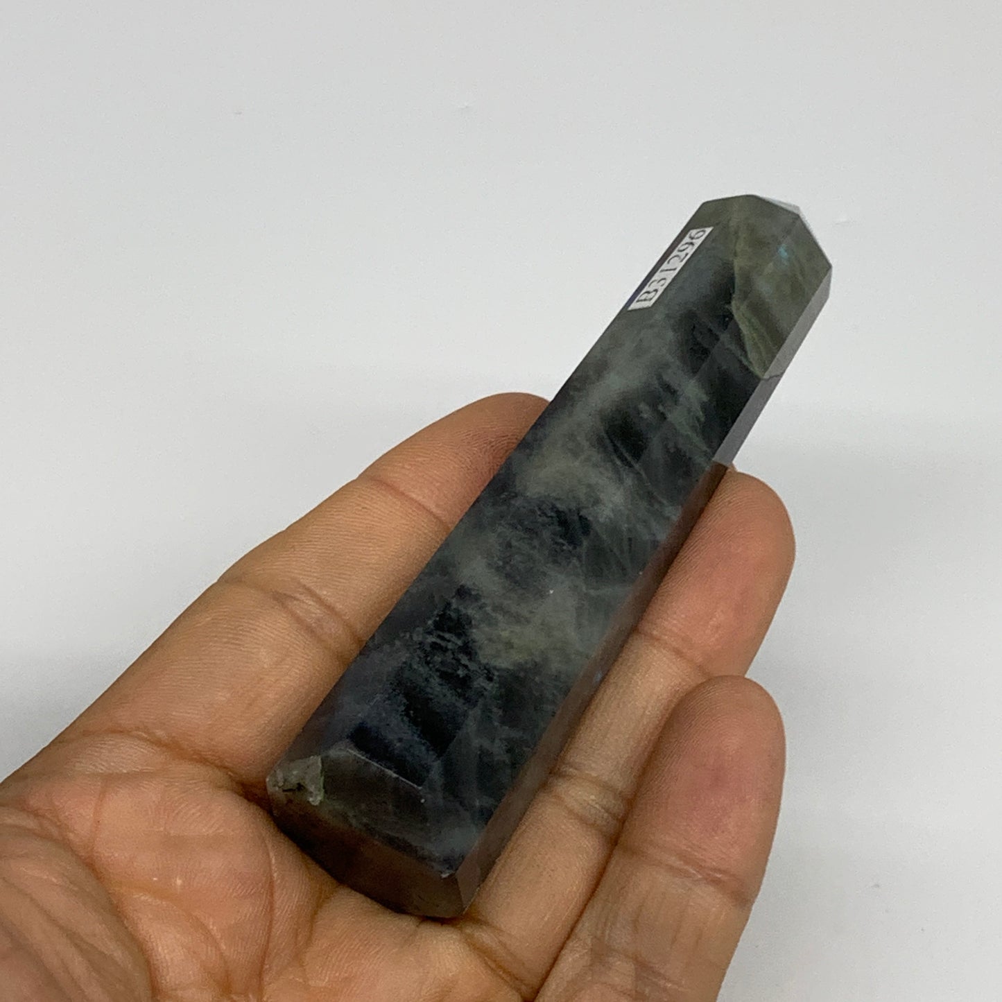 69.9g, 3.7"x0.8", Labradorite Tower Point Crystal @Madagascar, B31296