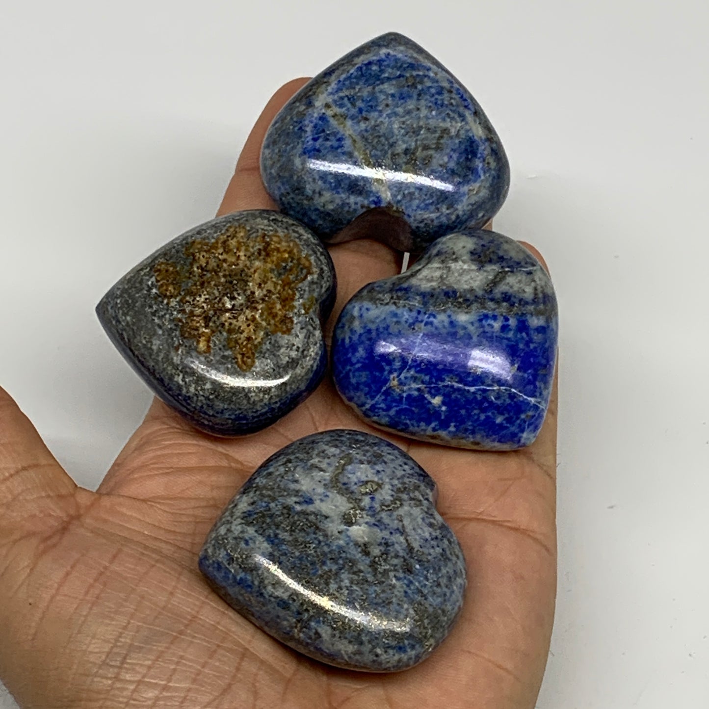 294.6g, 1.6"-1.8", 4pcs, Natural Lapis Lazuli Heart Polished Crystal, B30457