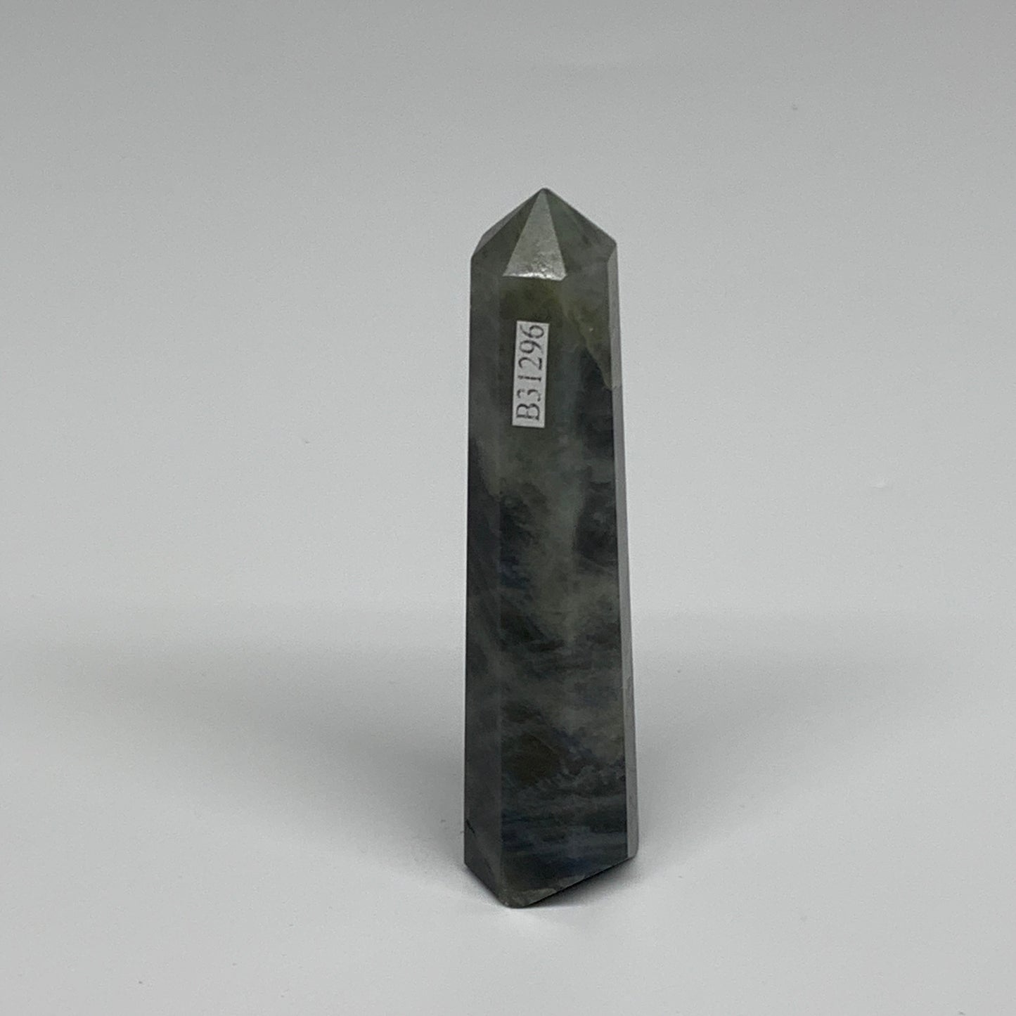 69.9g, 3.7"x0.8", Labradorite Tower Point Crystal @Madagascar, B31296