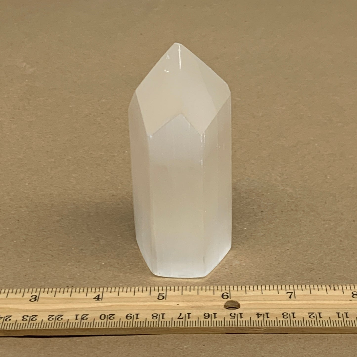 203g, 3.9"x1.6", Selenite (Satin Spar) Crystal Tower Point, B36028