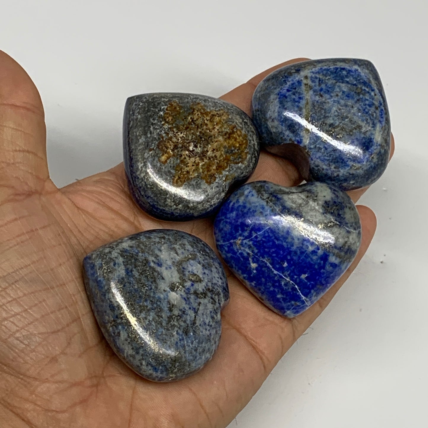 294.6g, 1.6"-1.8", 4pcs, Natural Lapis Lazuli Heart Polished Crystal, B30457