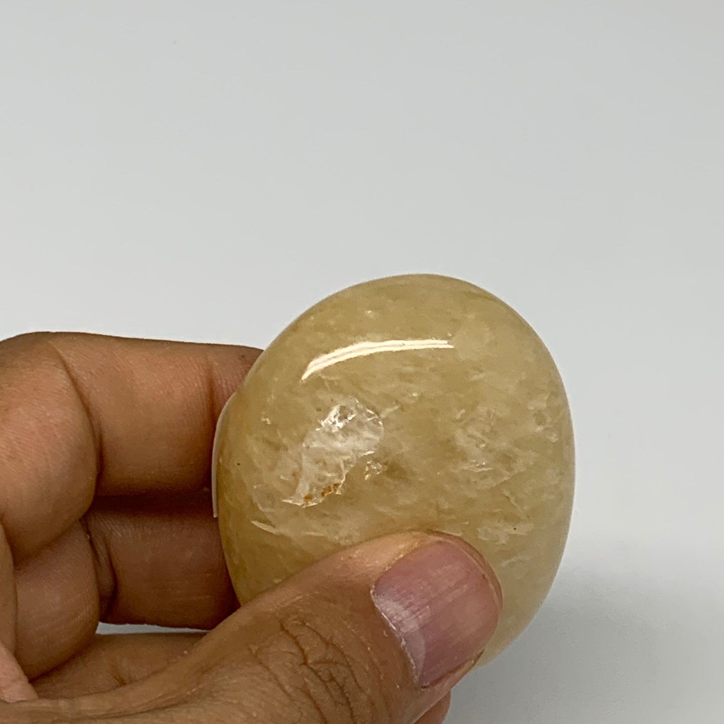 75g,2.1"x1.7"x0.8", Yellow Aventurine Palm-Stone Crystal Stone @India,B29735