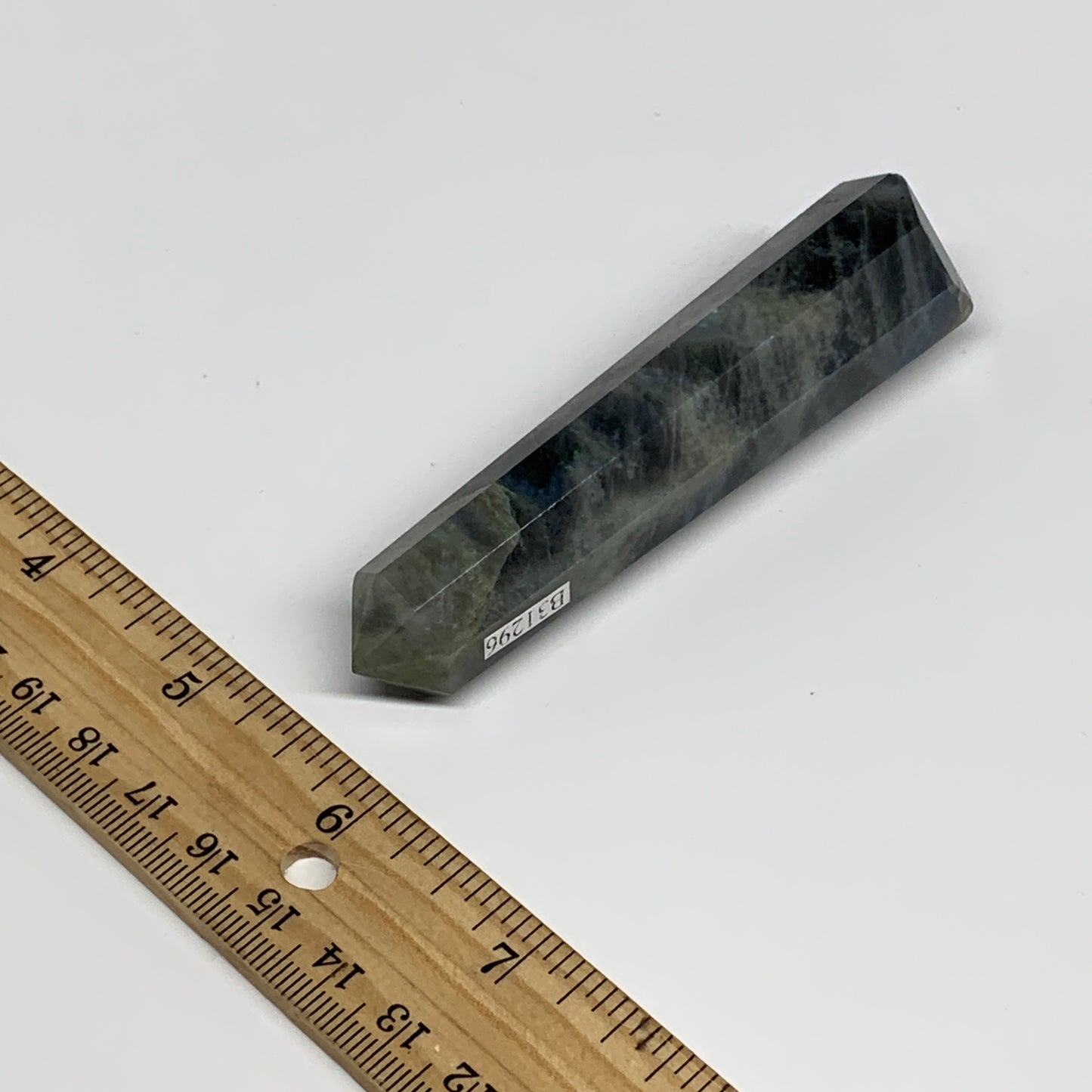 69.9g, 3.7"x0.8", Labradorite Tower Point Crystal @Madagascar, B31296