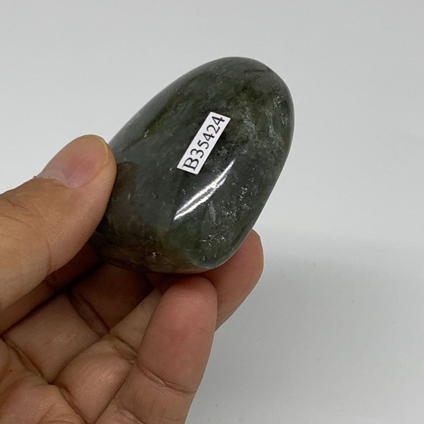 102.1g, 2"x2.2"x0.9", Natural Labradorite Heart Polished Crystal, B35424