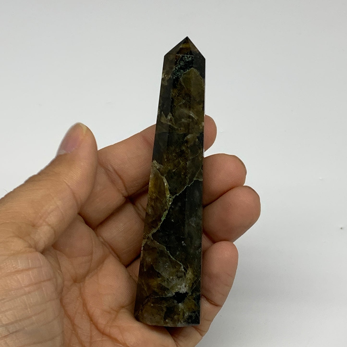 66.2g, 3.8"x0.8", Labradorite Tower Point Crystal @Madagascar, B31297