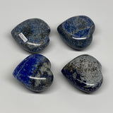 294.6g, 1.6"-1.8", 4pcs, Natural Lapis Lazuli Heart Polished Crystal, B30457