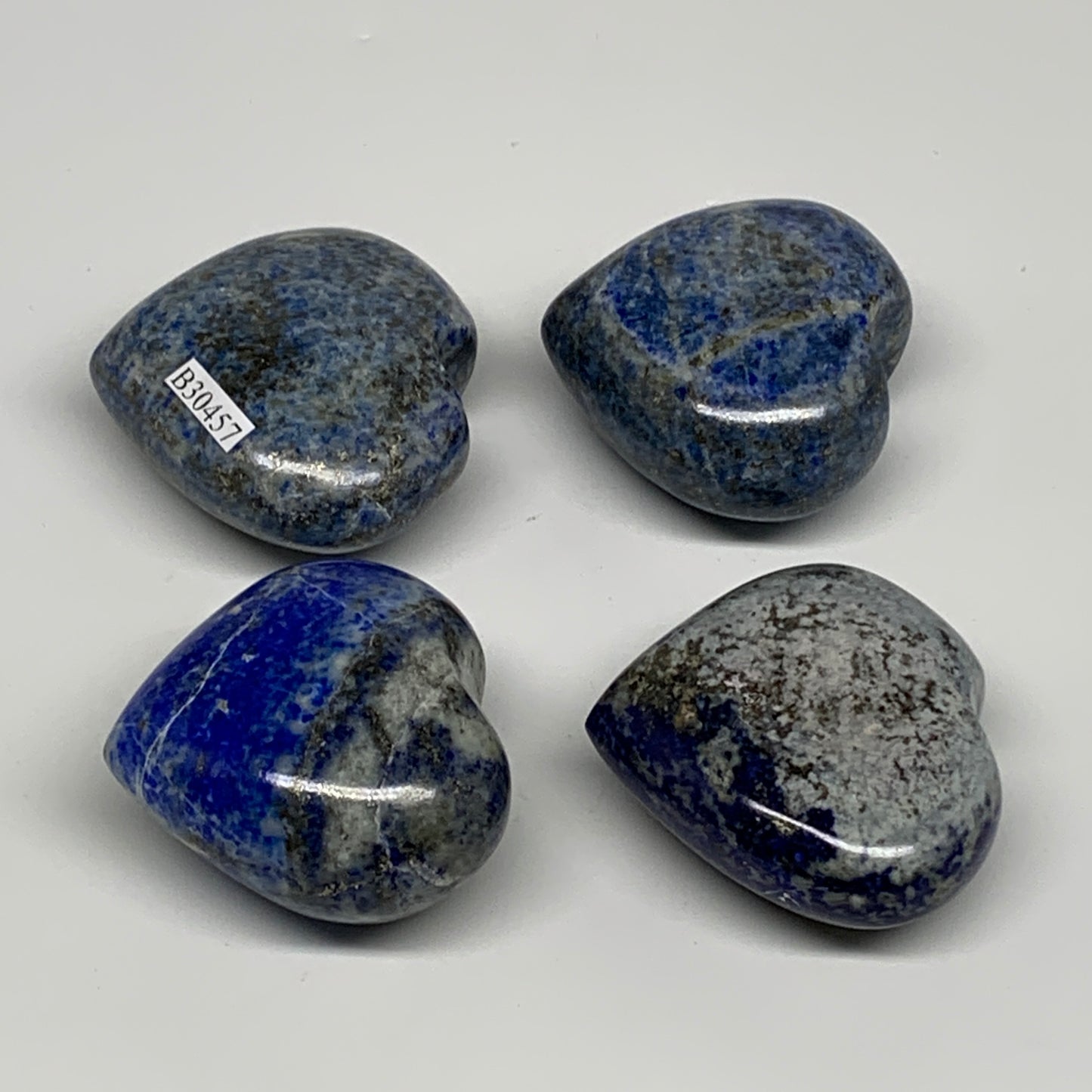 294.6g, 1.6"-1.8", 4pcs, Natural Lapis Lazuli Heart Polished Crystal, B30457