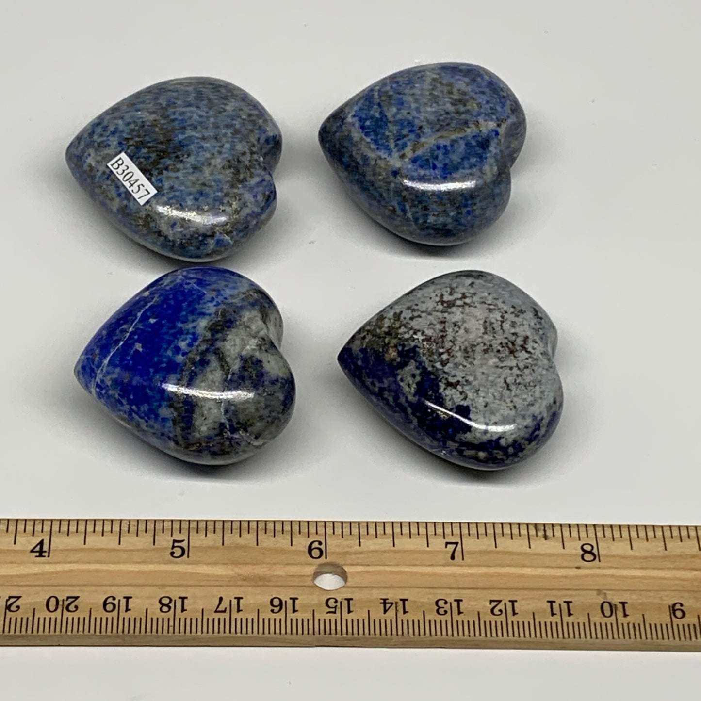 294.6g, 1.6"-1.8", 4pcs, Natural Lapis Lazuli Heart Polished Crystal, B30457