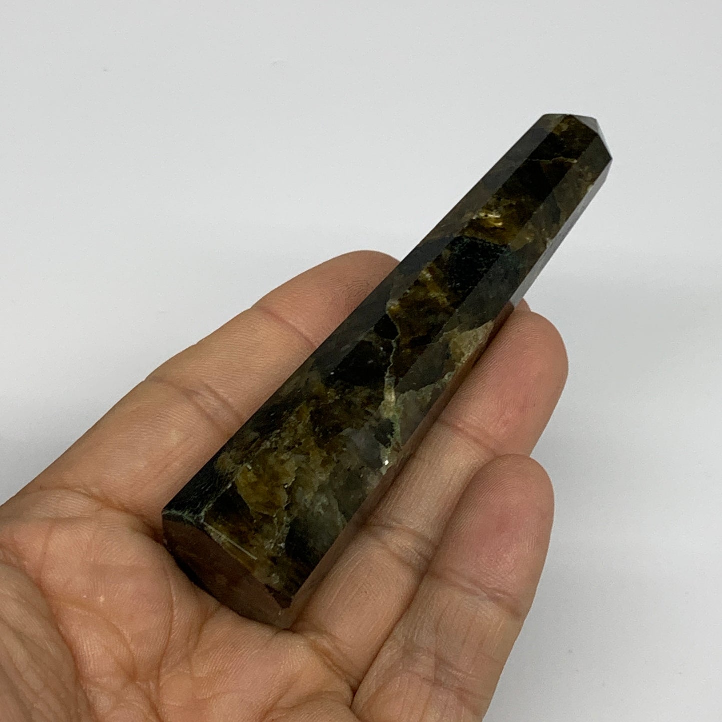 66.2g, 3.8"x0.8", Labradorite Tower Point Crystal @Madagascar, B31297