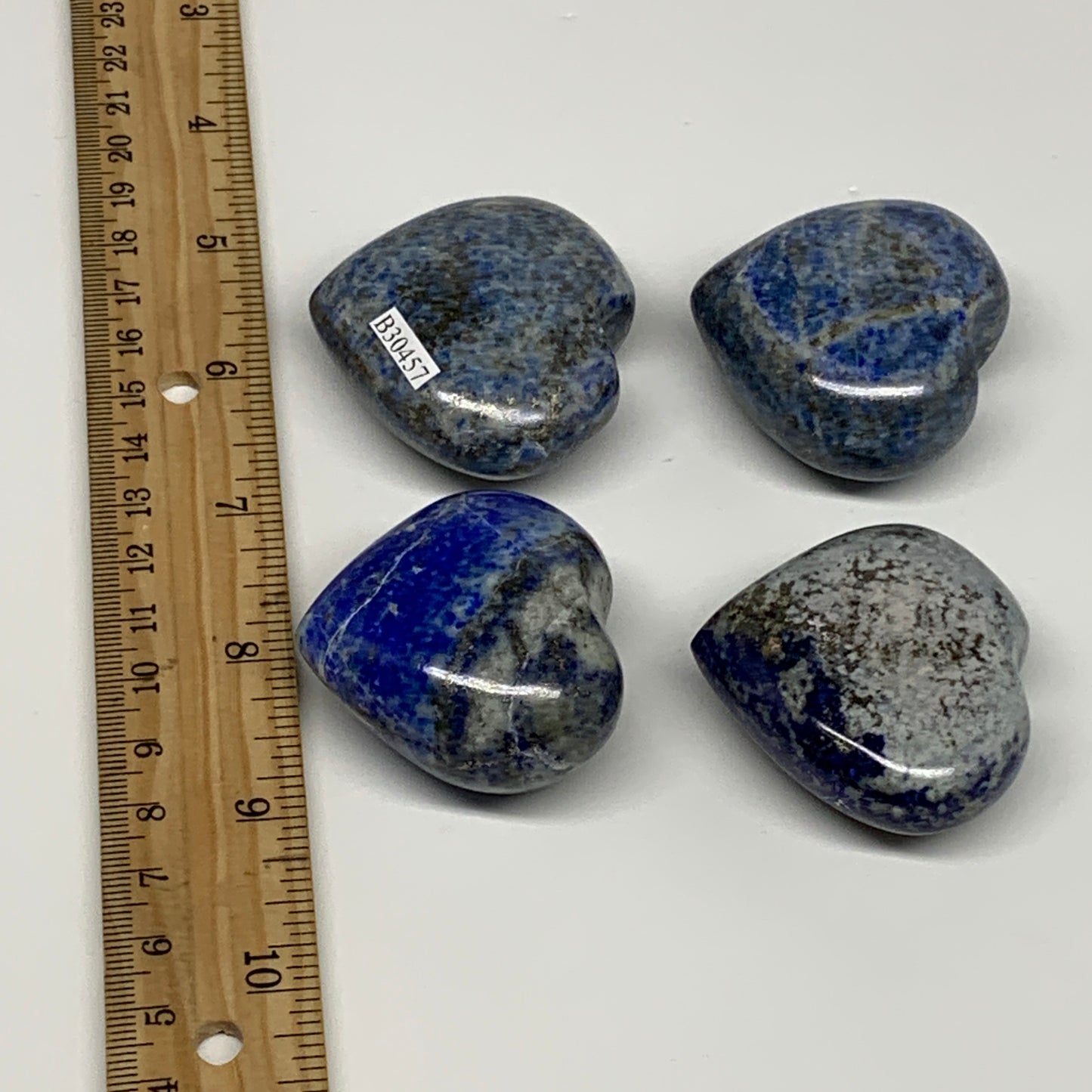 294.6g, 1.6"-1.8", 4pcs, Natural Lapis Lazuli Heart Polished Crystal, B30457