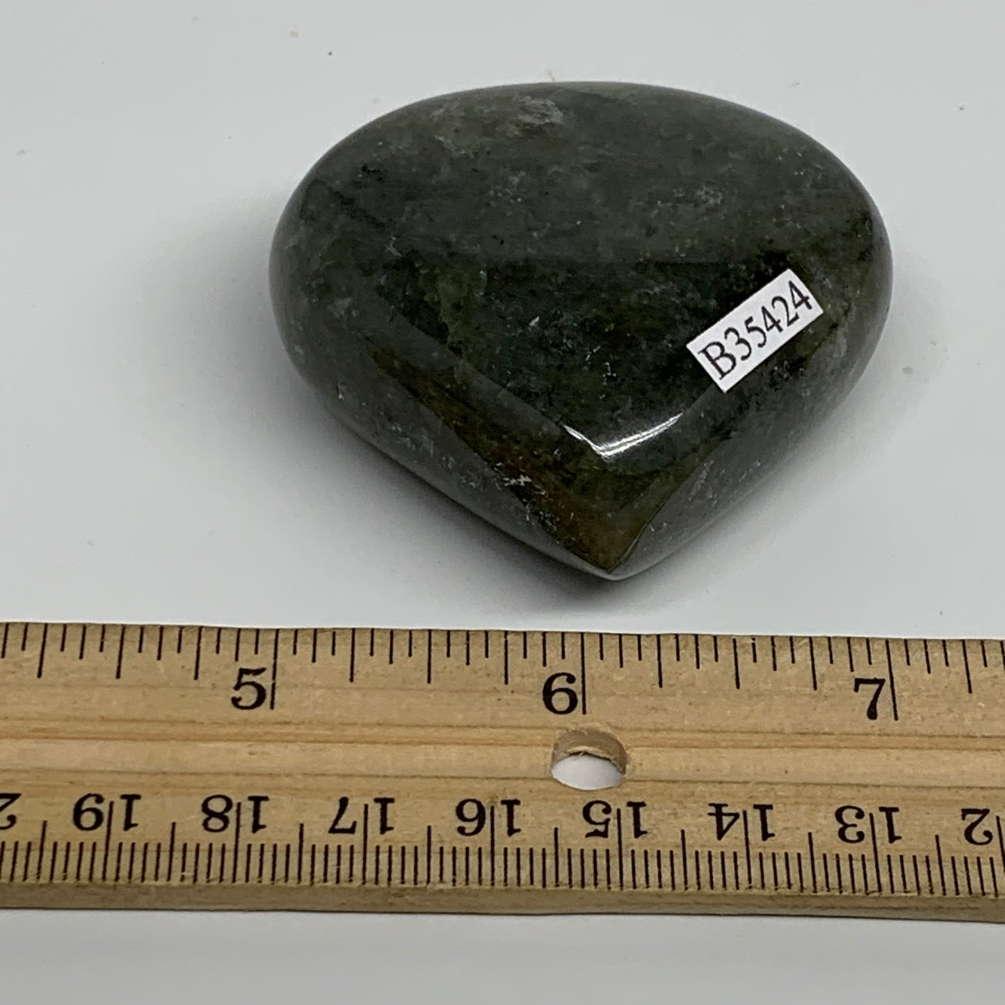 102.1g, 2"x2.2"x0.9", Natural Labradorite Heart Polished Crystal, B35424