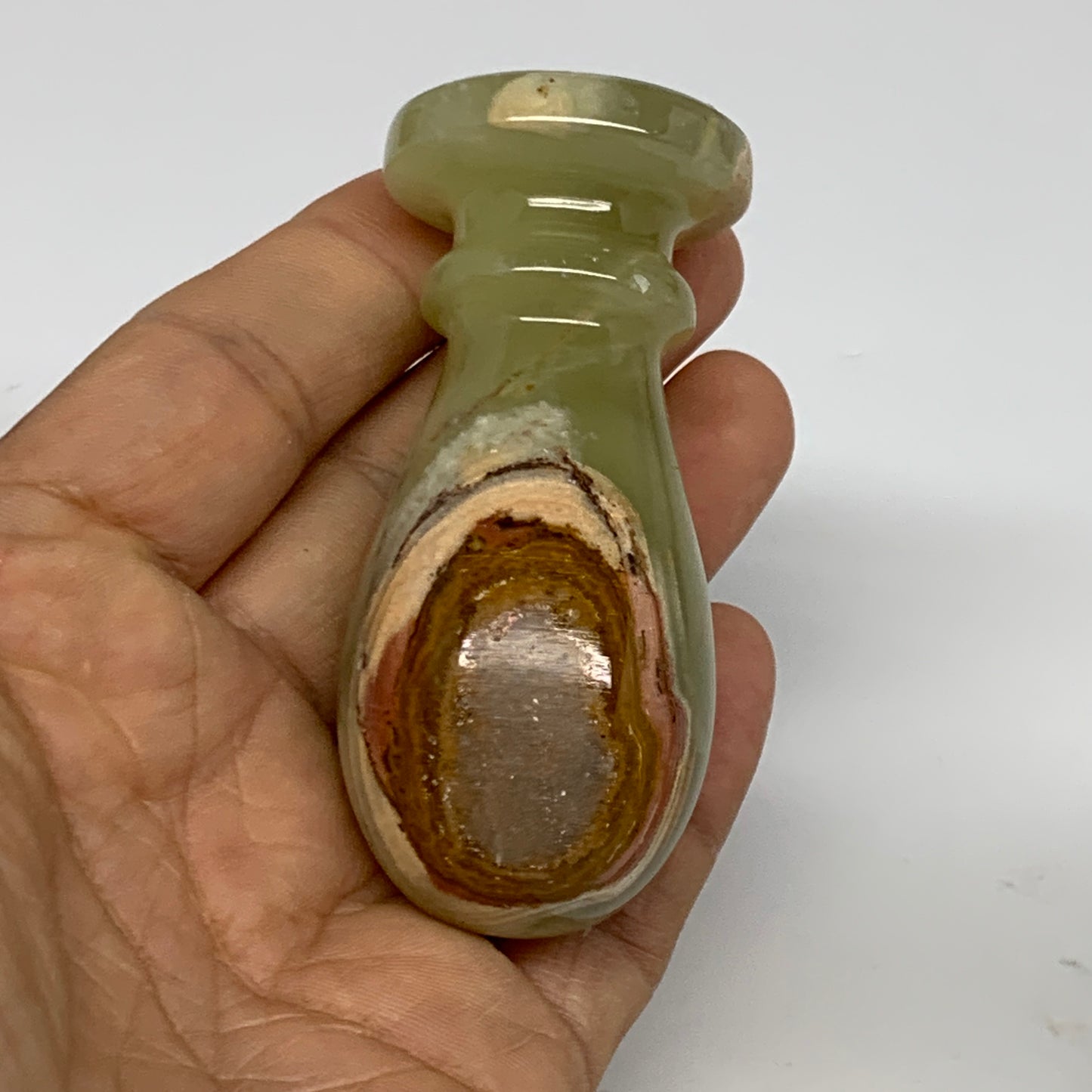 1.2 lbs, 2.8"x2.9", Natural Green Onyx Crystal Pestle and Mortar Handmade, B3259