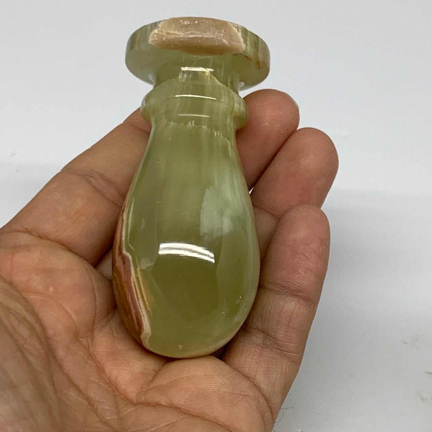 1.2 lbs, 2.8"x2.9", Natural Green Onyx Crystal Pestle and Mortar Handmade, B3259