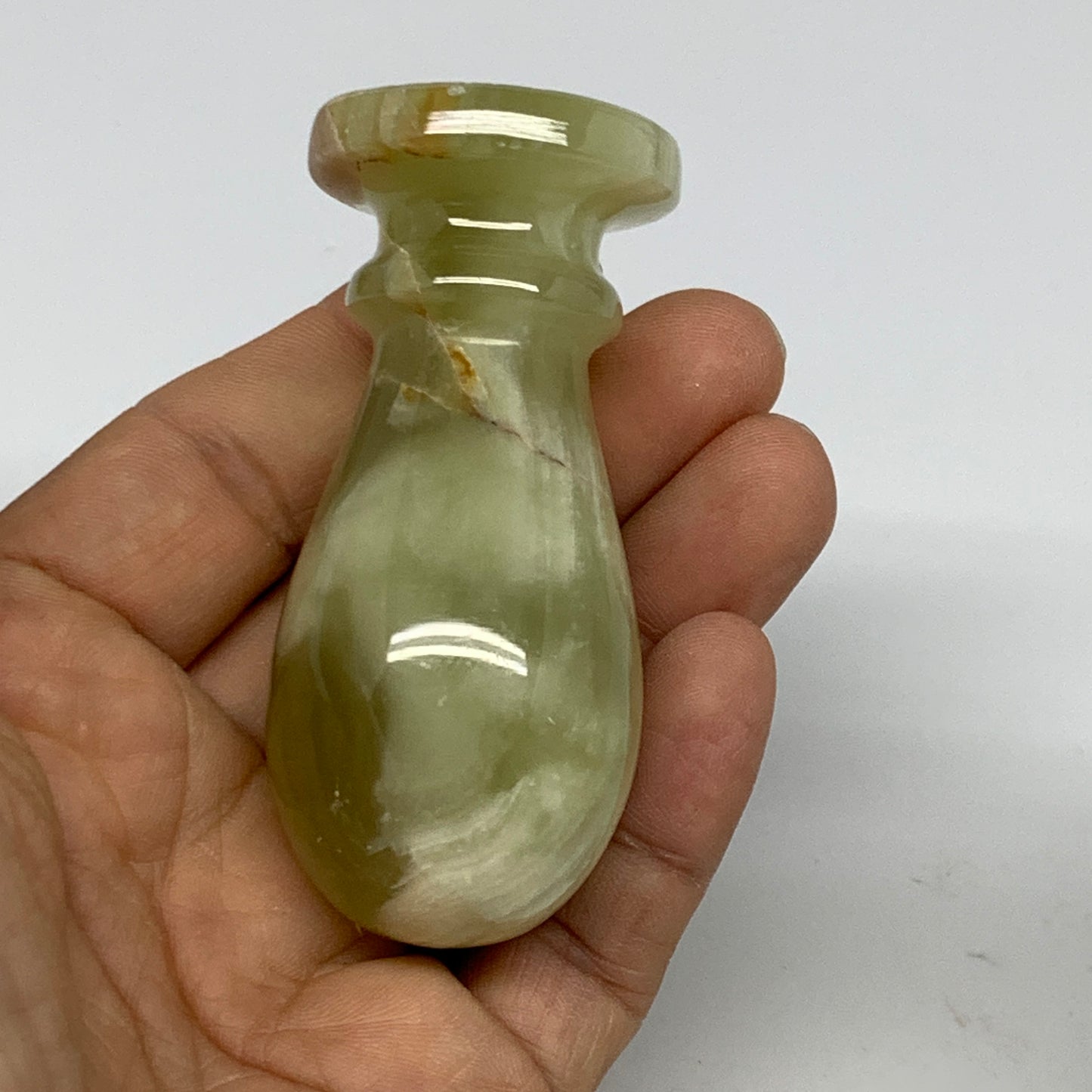 1.2 lbs, 2.8"x2.9", Natural Green Onyx Crystal Pestle and Mortar Handmade, B3259