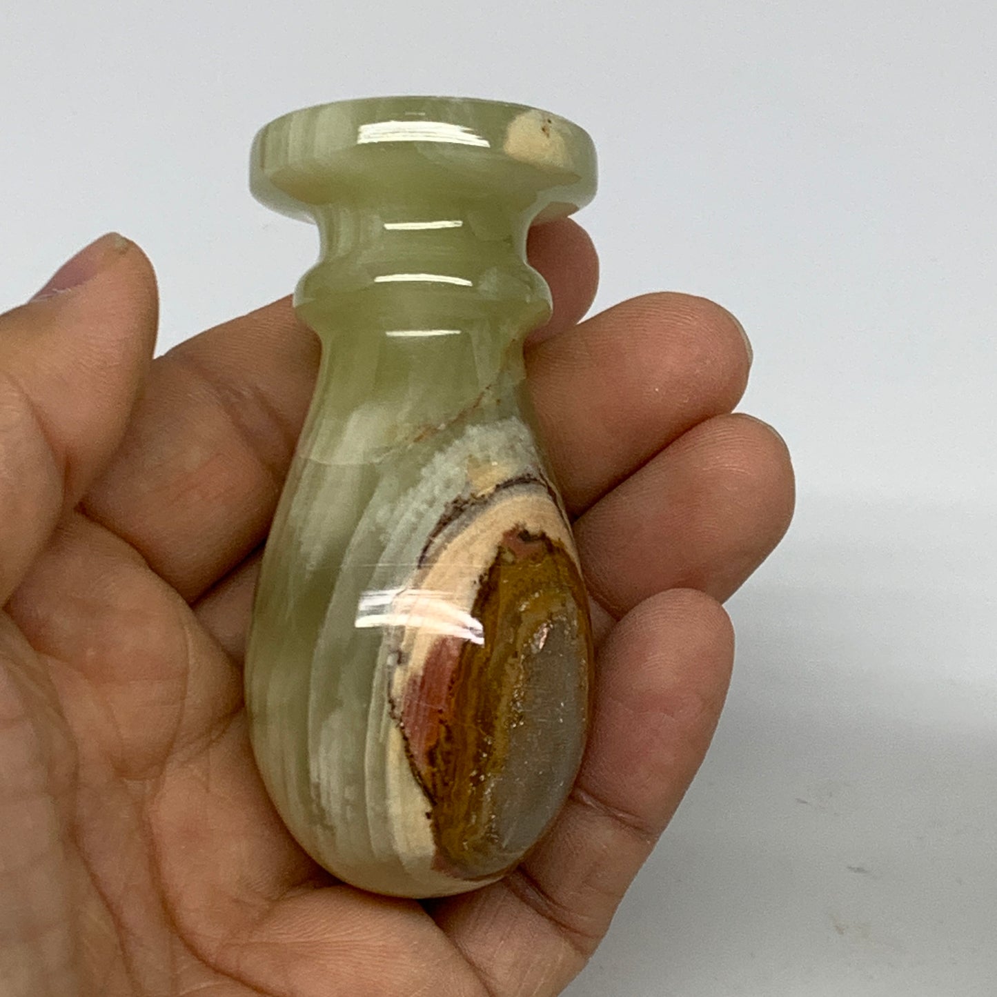 1.2 lbs, 2.8"x2.9", Natural Green Onyx Crystal Pestle and Mortar Handmade, B3259